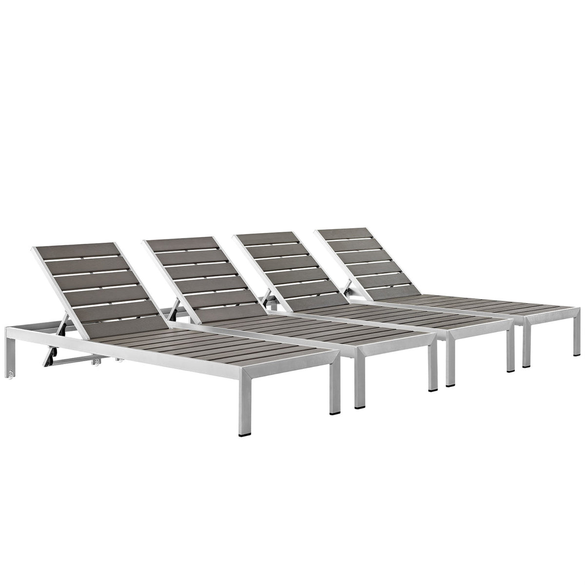 Shore Outdoor Patio Chaise Lounge Chair Set - Sleek And Modern Design, Aluminum Frame, Easy Assembly, Clear Wheels, Non-Marking Foot Caps, Durable And Versatile - Set Of 4