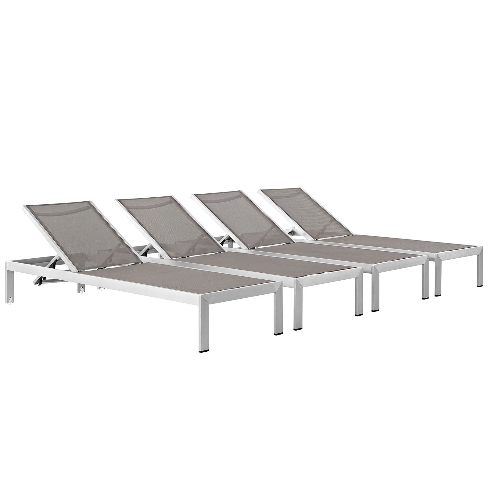 Shore Chaise Outdoor Patio Aluminum Set Of 4 - Silver Gray