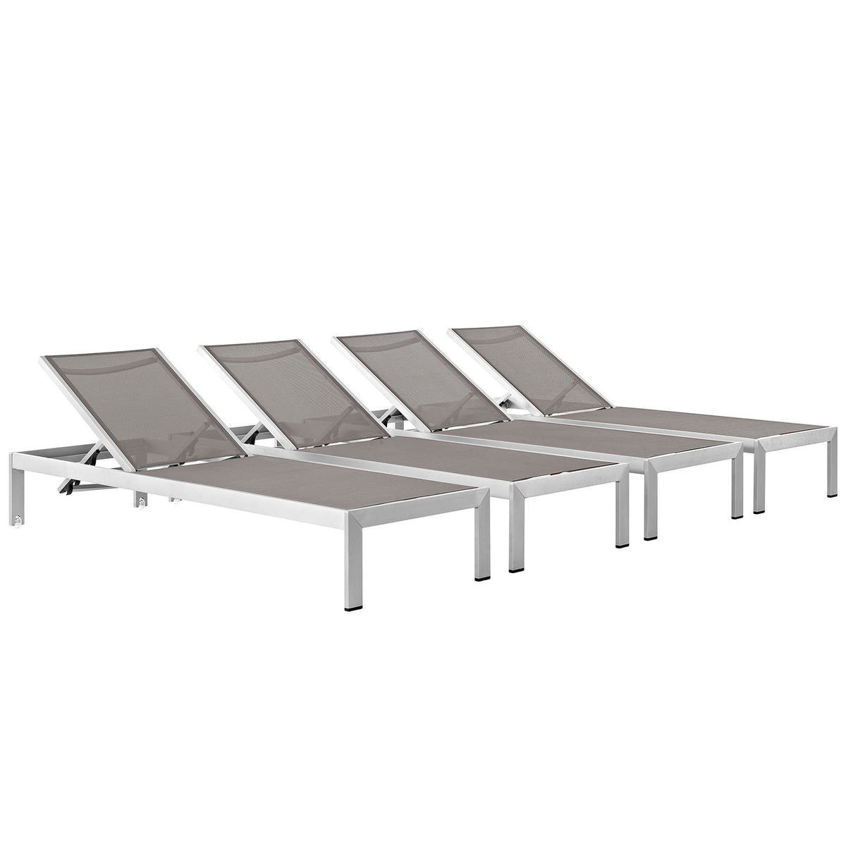 Shore Chaise Outdoor Patio Aluminum Set Of 4 - Silver Gray
