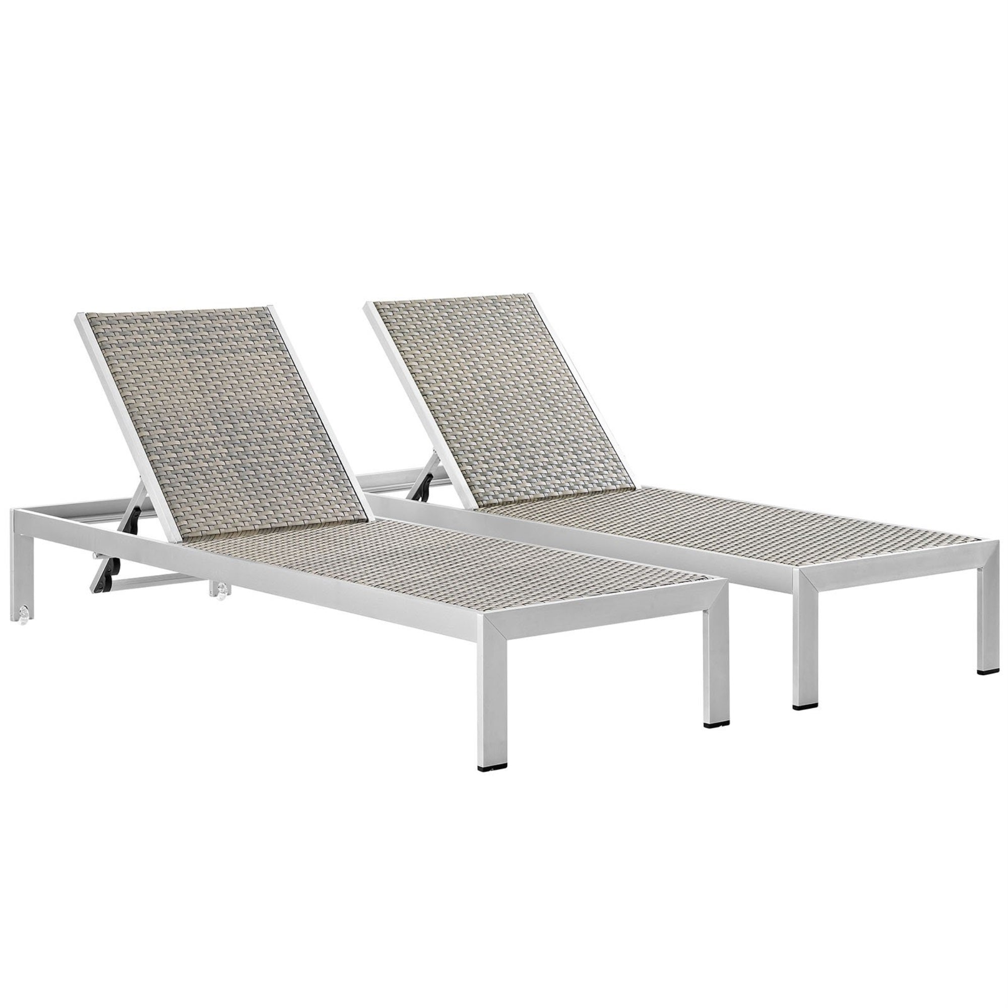 Casafoyer Shore Set Of 2 Outdoor Patio Aluminum Chaise, Silver Gray