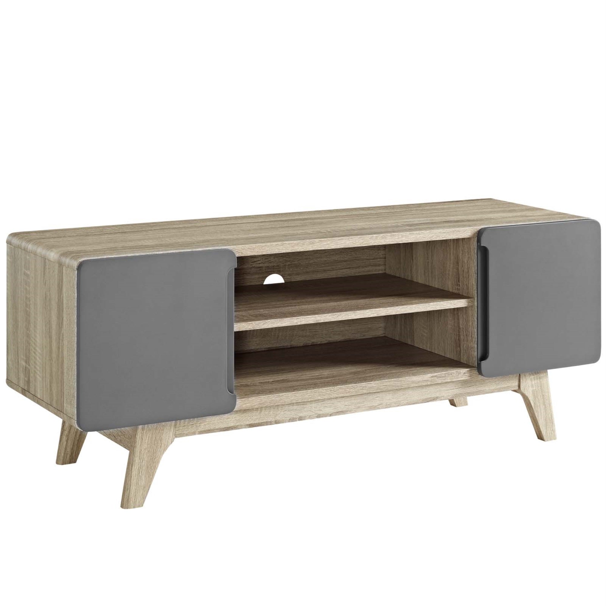Tread 47' Tv Stand - Mid-Century Modern Design, Adjustable Shelf, Cable Management, Durable Fiberboard, Concealed Storage, Fits Up To 52' Tvs