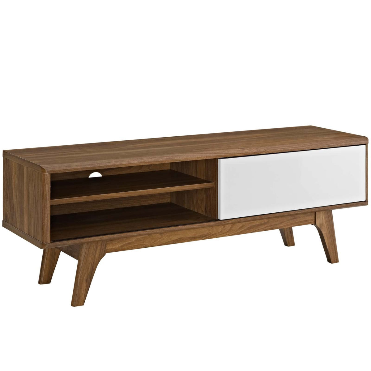 Casafoyer Envision Mid-Century Modern 44 Inch Tv Stand, Walnut White