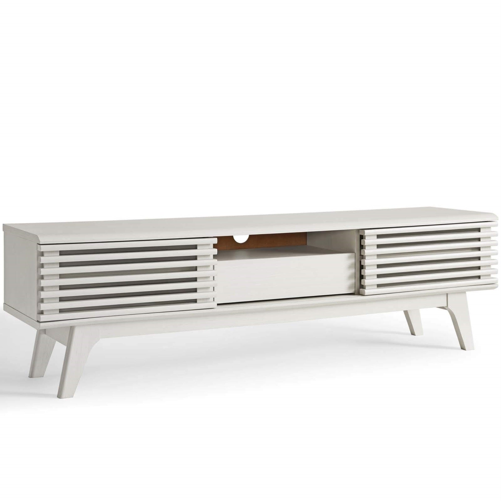 Casafoyer Render Mid-Century Modern Low Profile 59 Inch Tv Stand In White