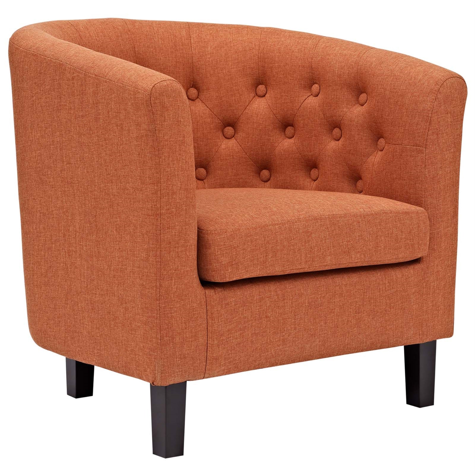 Prospect Chesterfield Armchair - Luxurious Button Tufted Design, Espresso Stained Legs, Cozy Foam Padding, Modern Lounge Piece - Orange