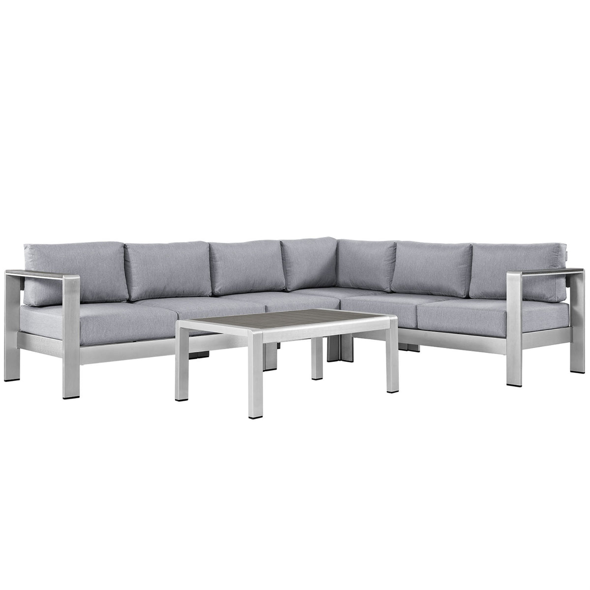 Shore Outdoor Patio Collection: Durable And Stylish Aluminum Sectional Sofa Set - Silver Gray