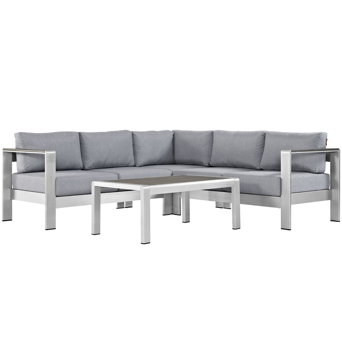 Casafoyer Shore 4-Piece Aluminum Outdoor Patio Sectional Sofa Set In Silver Gray