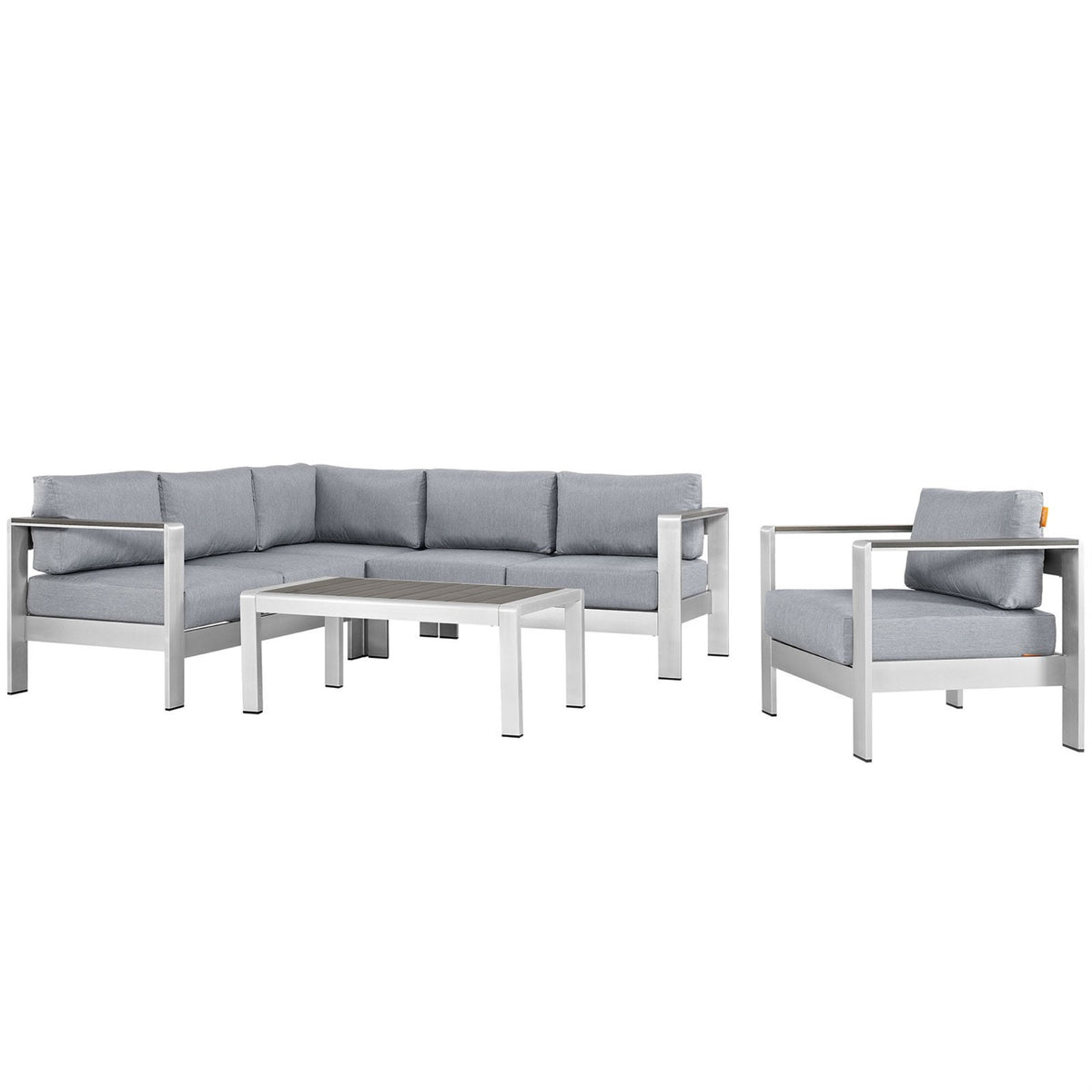 Casafoyer Shore 5-Piece Aluminum Outdoor Patio Sectional Sofa Set In Silver Gray