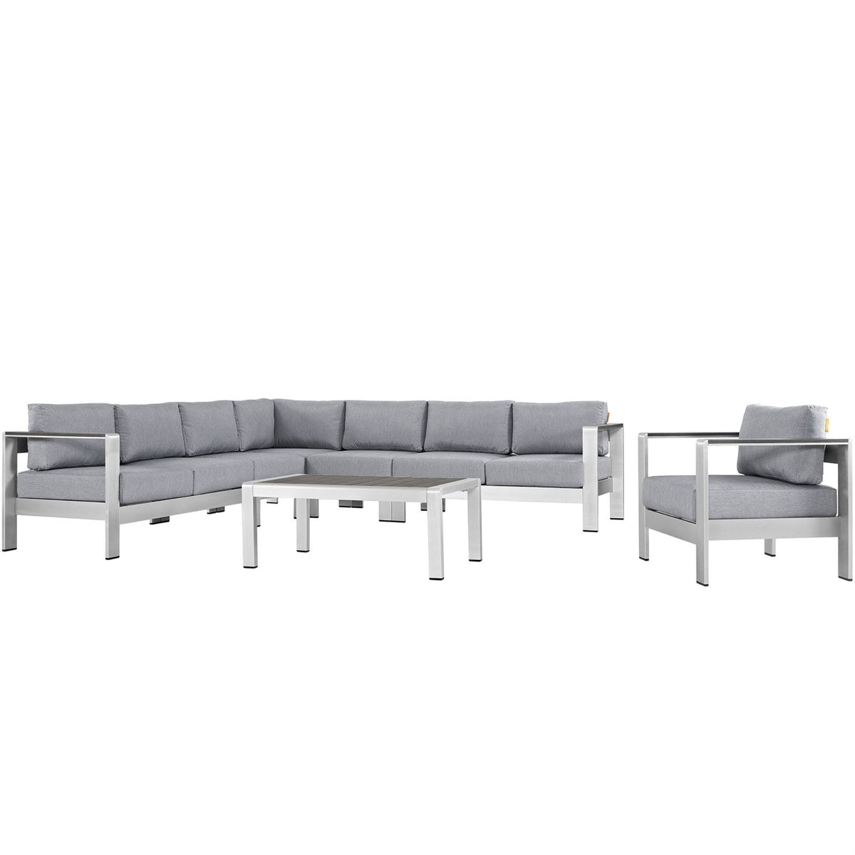 Casafoyer Shore 7-Piece Aluminum Outdoor Patio Sectional Sofa Set In Silver Gray