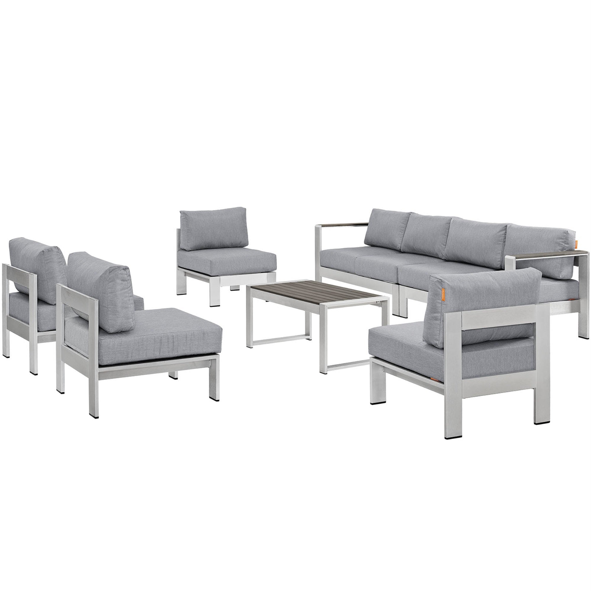 Shore Outdoor Patio Collection - Durable Aluminum Frames, Weather Resistant Fabric, 7 Piece Sectional Sofa Set