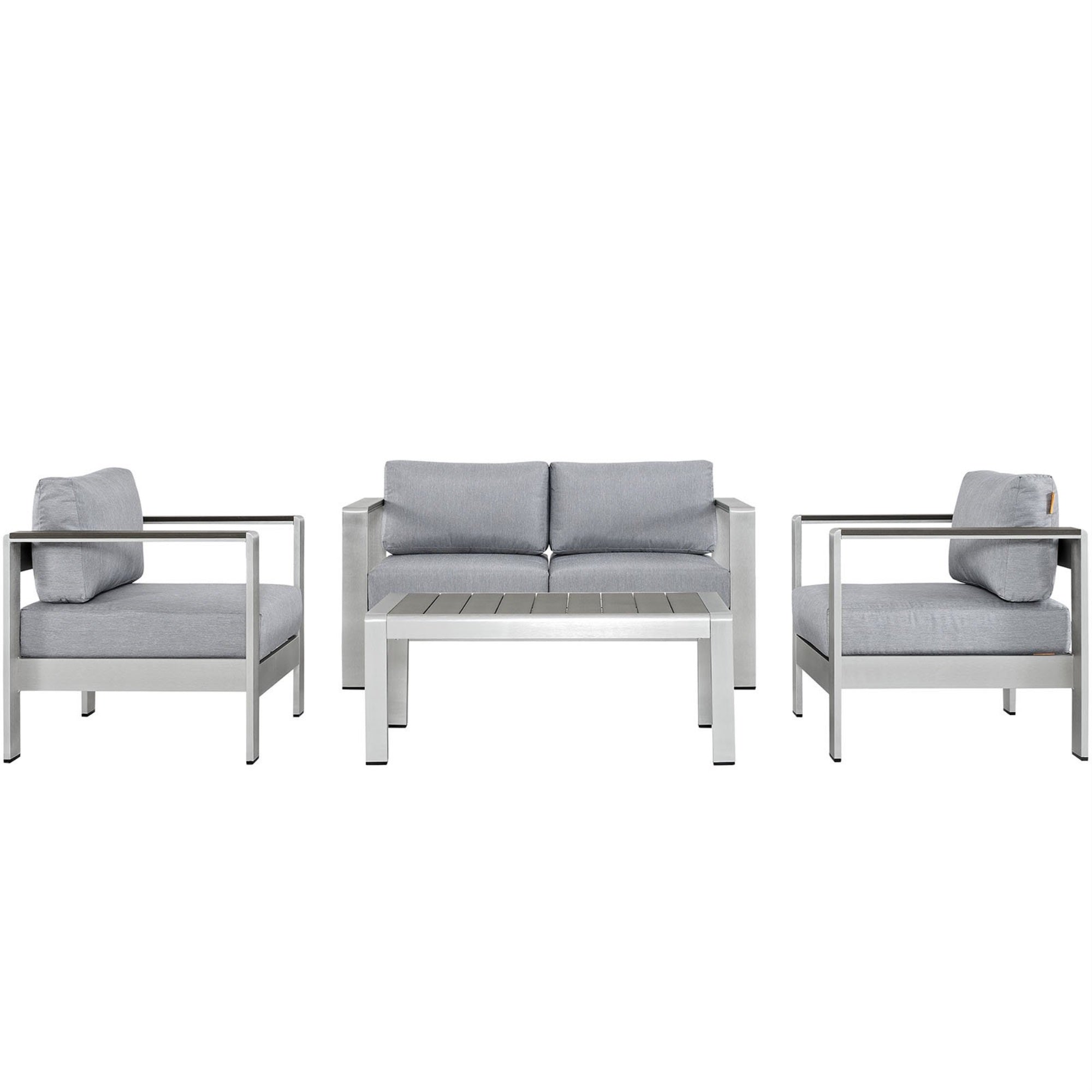 Casafoyer Shore 4-Piece Aluminum Outdoor Patio Furniture Set In Silver Gray