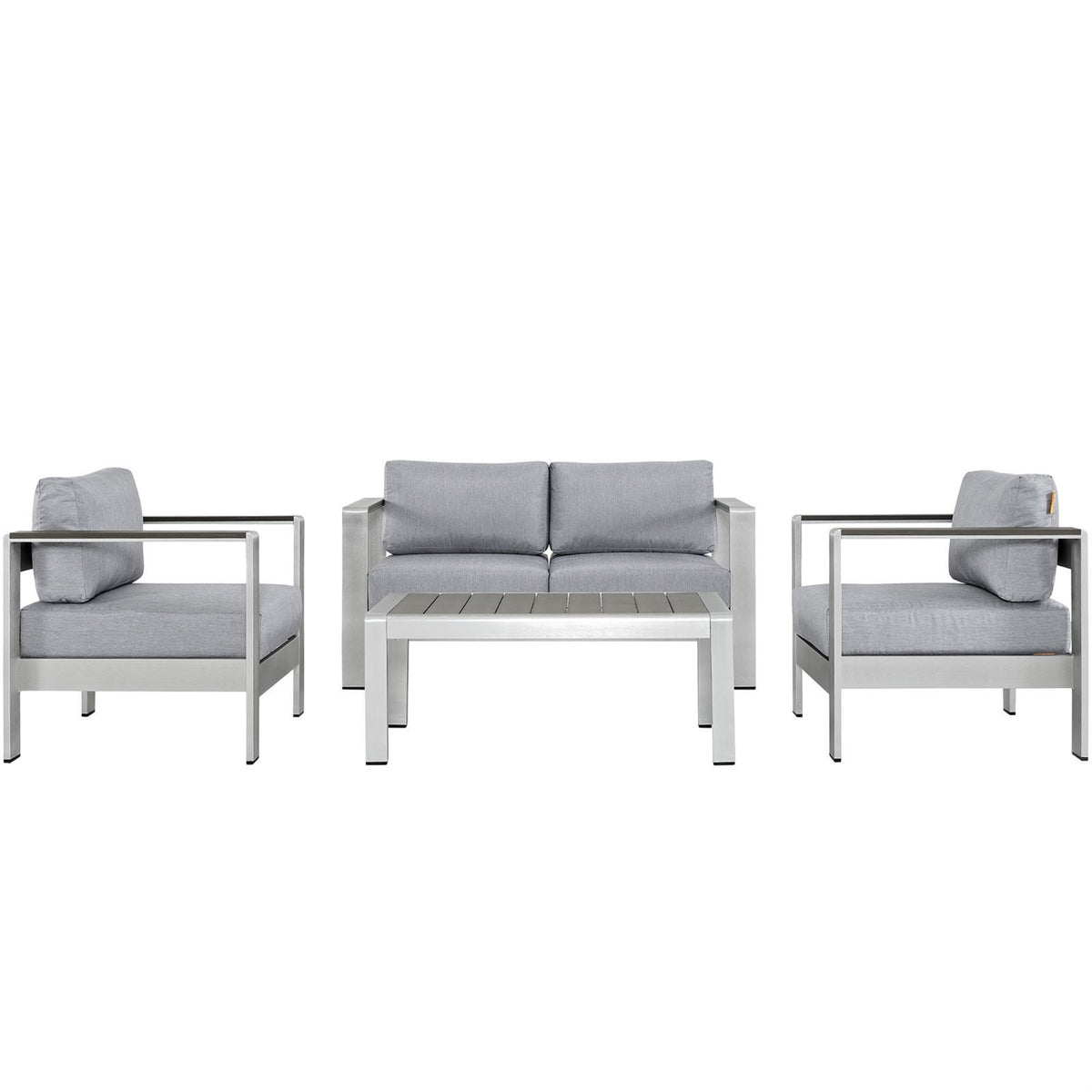 Casafoyer Shore 4-Piece Aluminum Outdoor Patio Furniture Set In Silver Gray