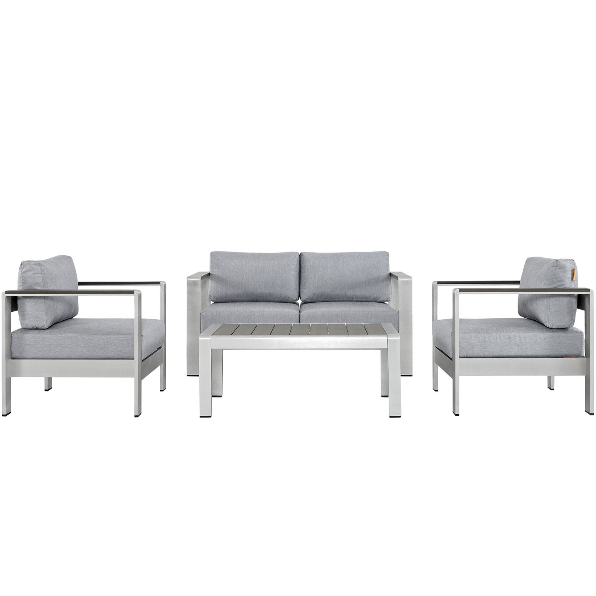 Shore Outdoor Patio Collection: Durable Aluminum Sectional Sofa Set For Outdoor Relaxation - Silver Gray