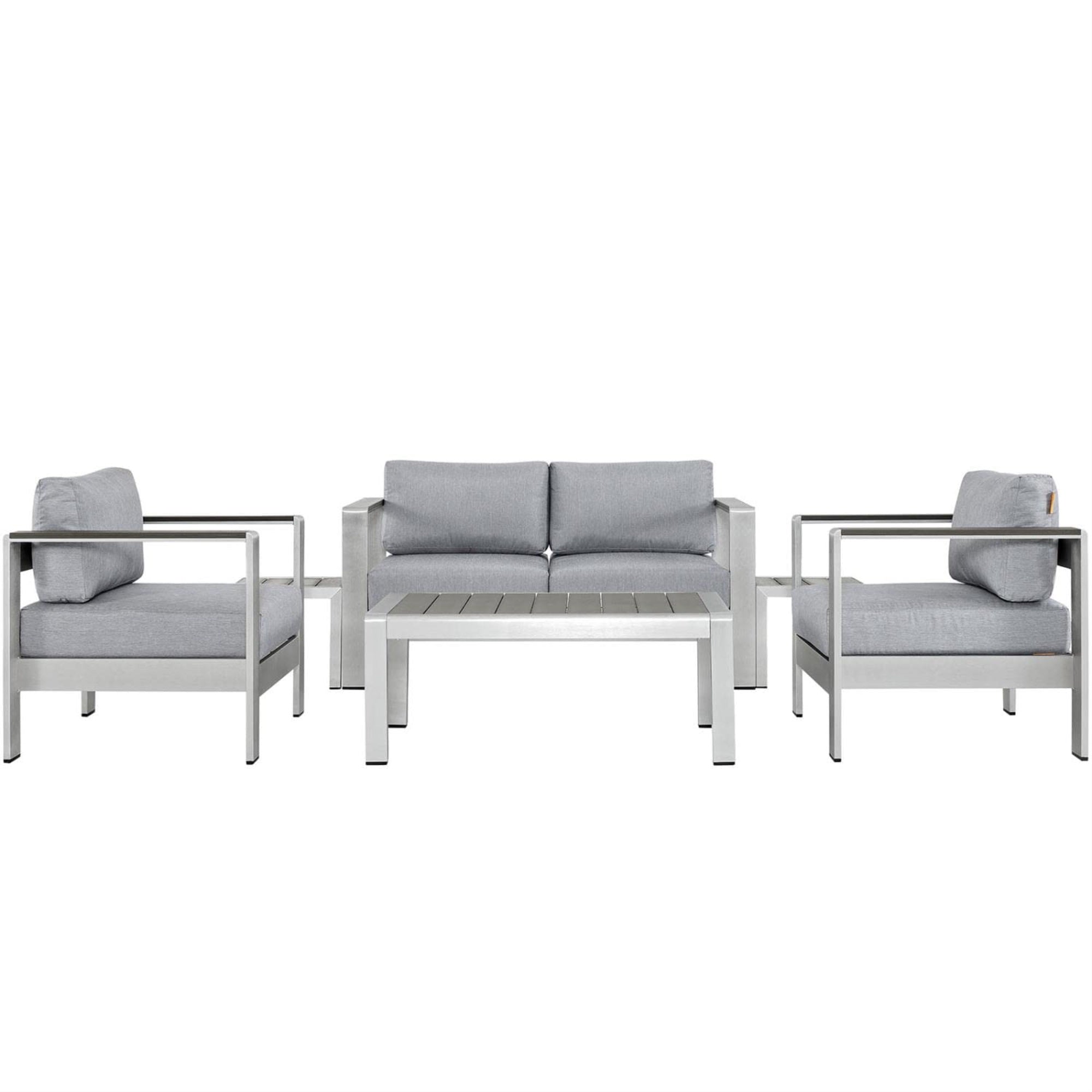 Casafoyer Shore 6-Piece Aluminum Outdoor Patio Sectional Sofa Set In Silver Gray