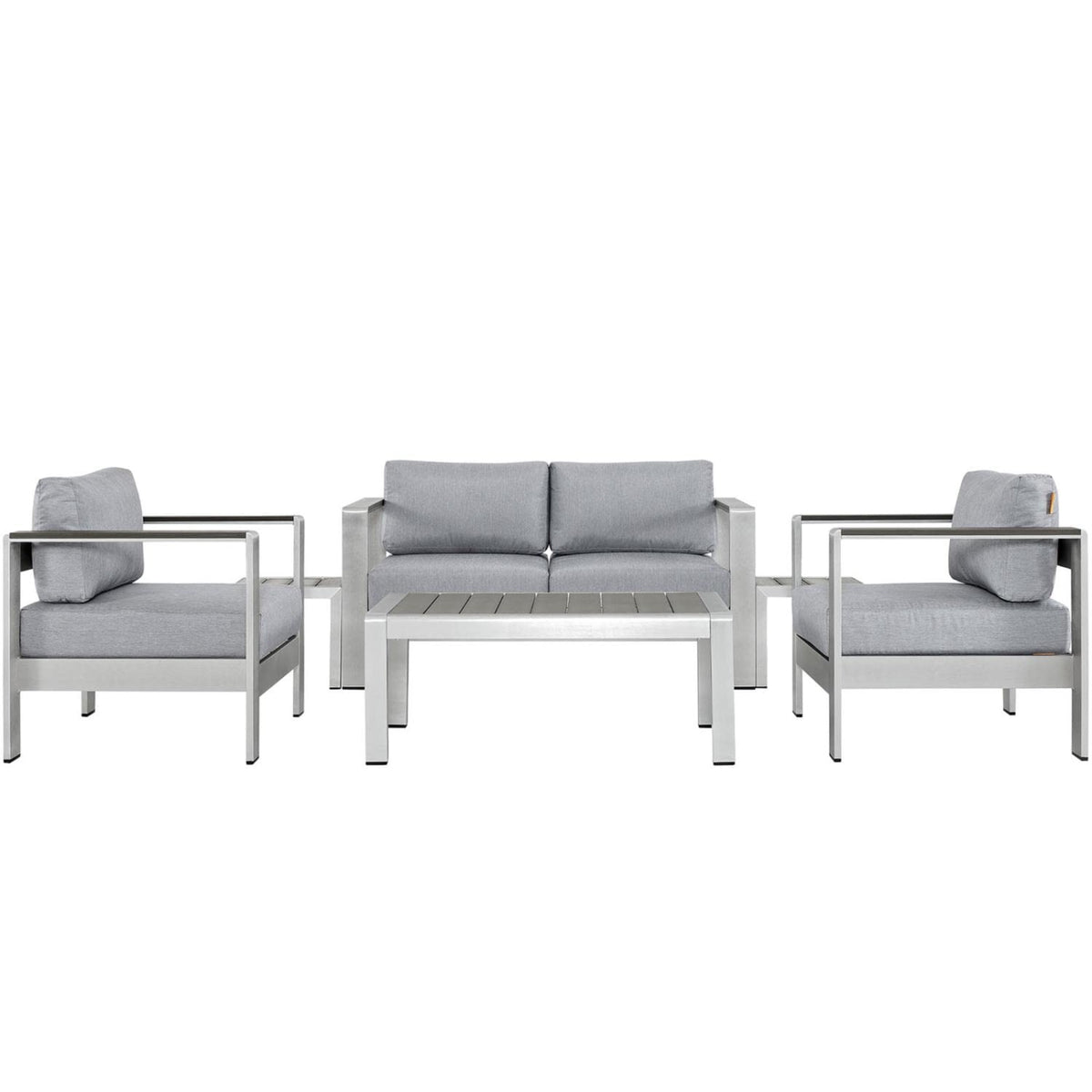 Casafoyer Shore 6-Piece Aluminum Outdoor Patio Sectional Sofa Set In Silver Gray