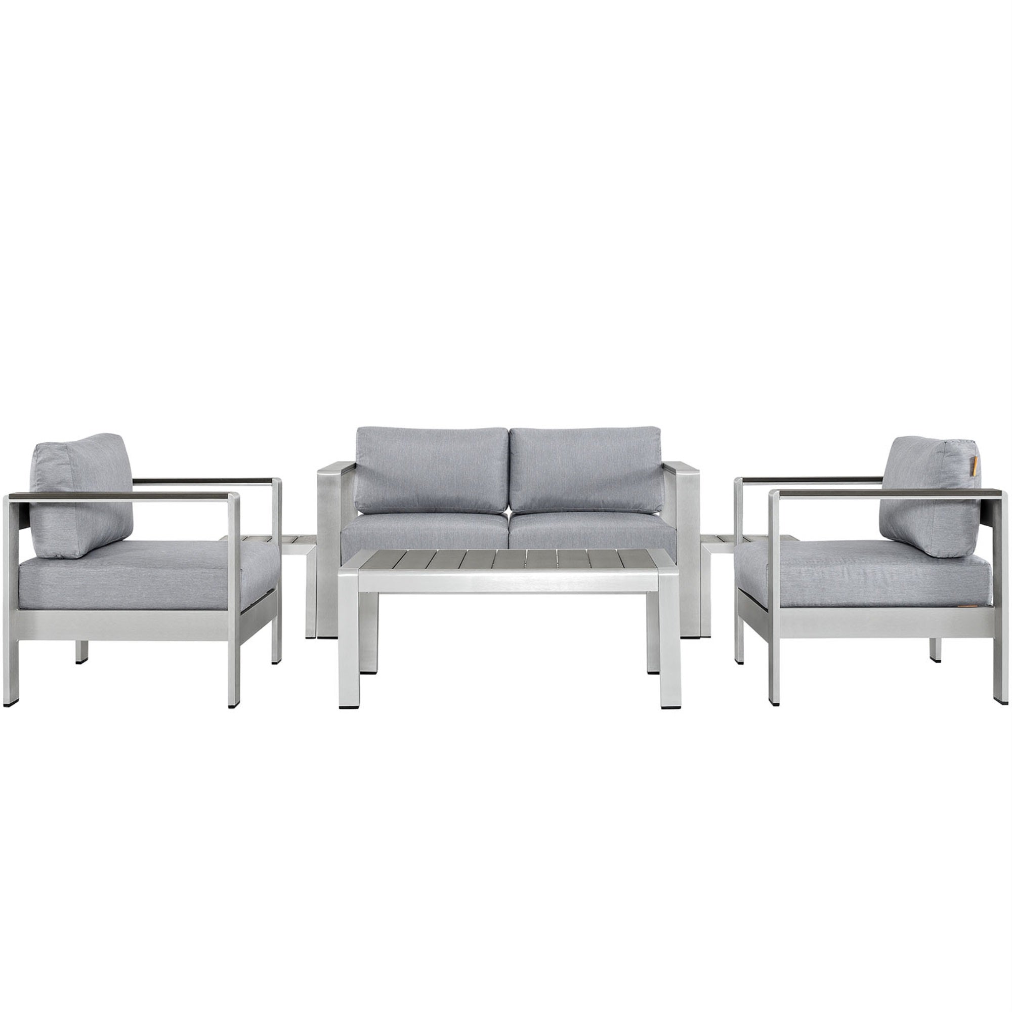 Shore Outdoor Patio Collection - Sturdy Aluminum Frames, Weather-Resistant Fabric, 6 Piece Sectional Sofa Set, Silver Gray
