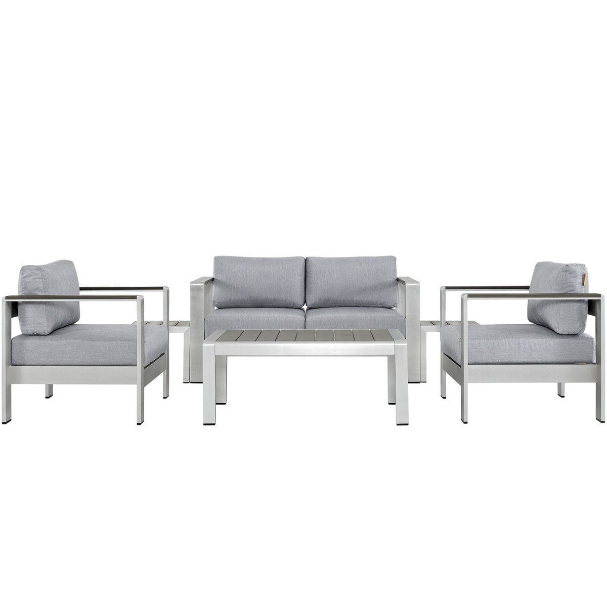Shore Outdoor Patio Collection - Sturdy Aluminum Frames, Weather-Resistant Fabric, 6 Piece Sectional Sofa Set, Silver Gray