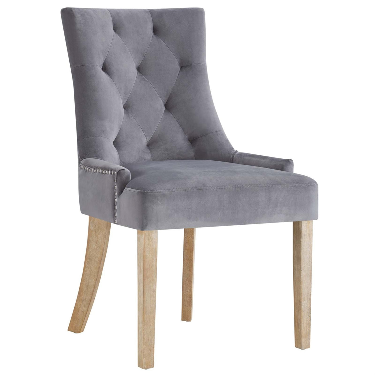 Casafoyer Eei-2577Pose Tufted Performance Velvet Upholstered Dining Chair With Nailhead Trim In Gray