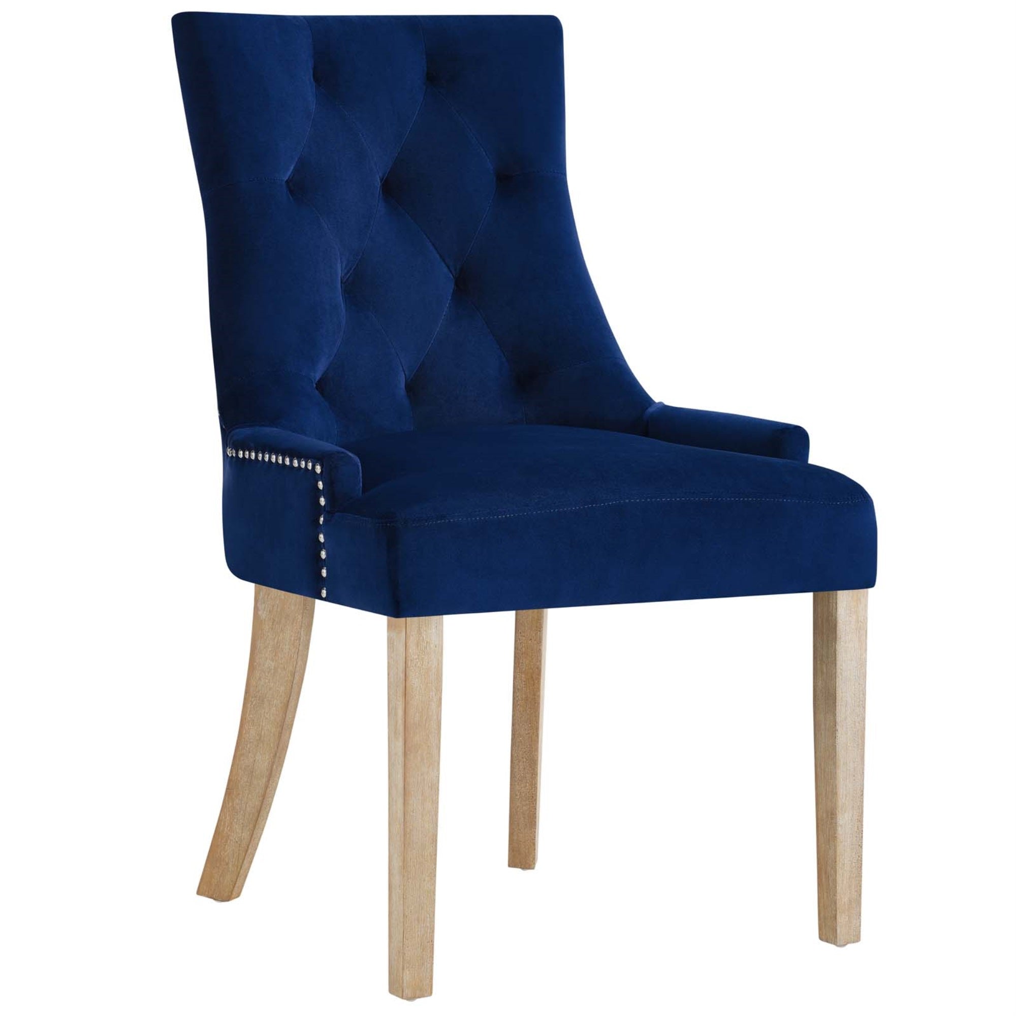 Pose Performance Velvet Dining Chair - Modern Farmhouse Style With Tufting, Nailhead Trim, And Metal Ring. Stain-Resistant Velvet Upholstery. Sturdy Wood Legs. Perfect For Contemporary Dining Spaces.
