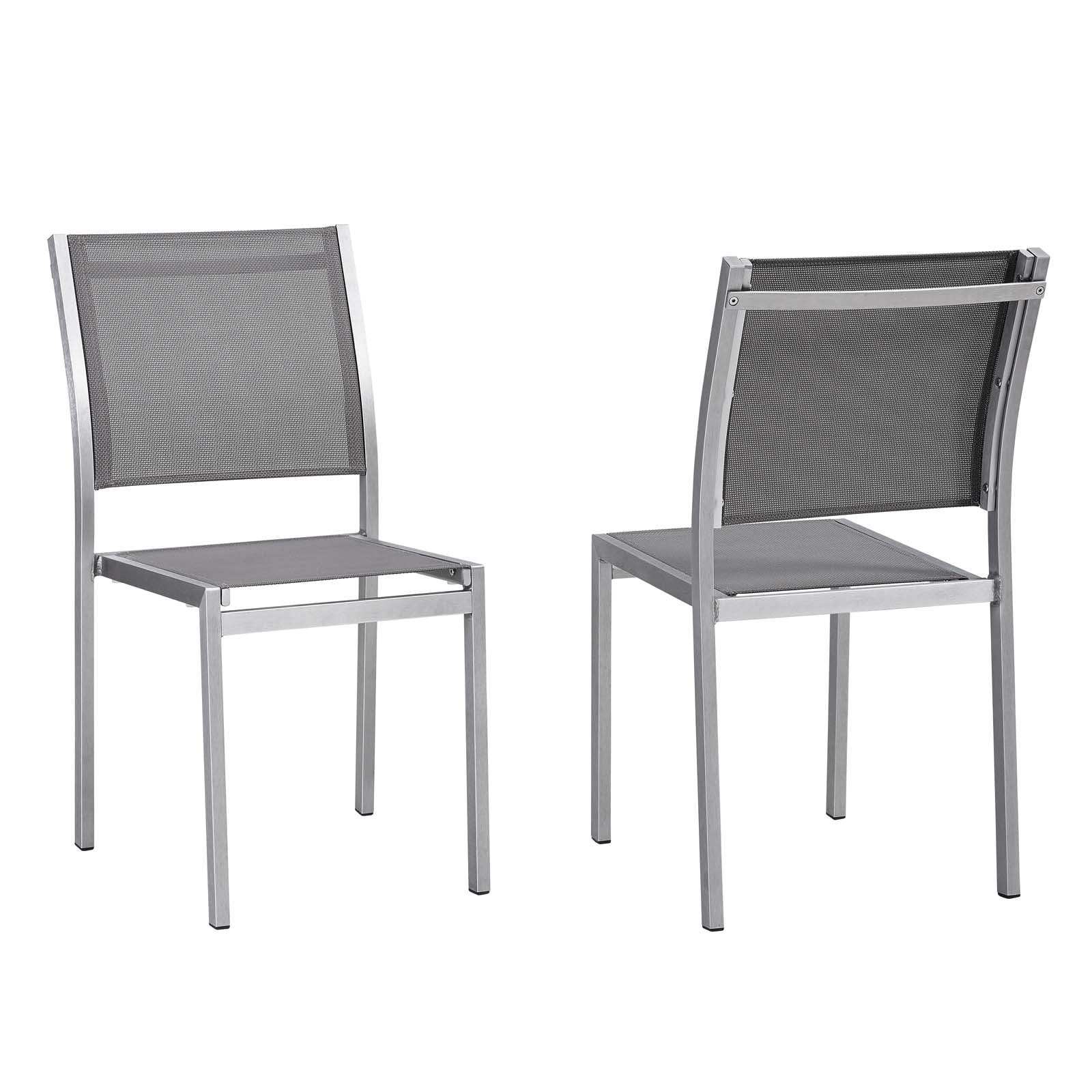 Shore Side Chair Outdoor Patio Aluminum Set Of 2 - Silver Gray