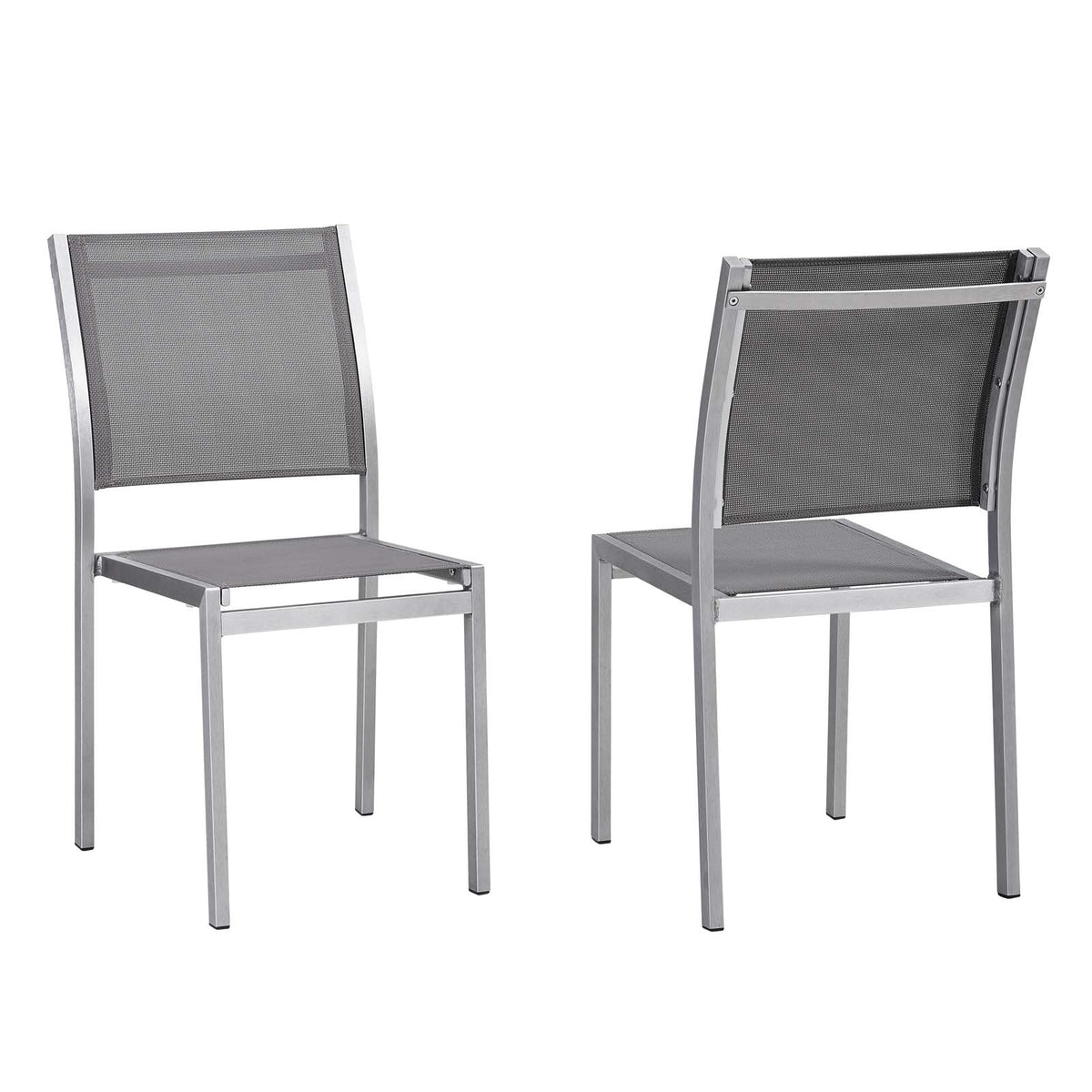 Shore Side Chair Outdoor Patio Aluminum Set Of 2 - Silver Gray