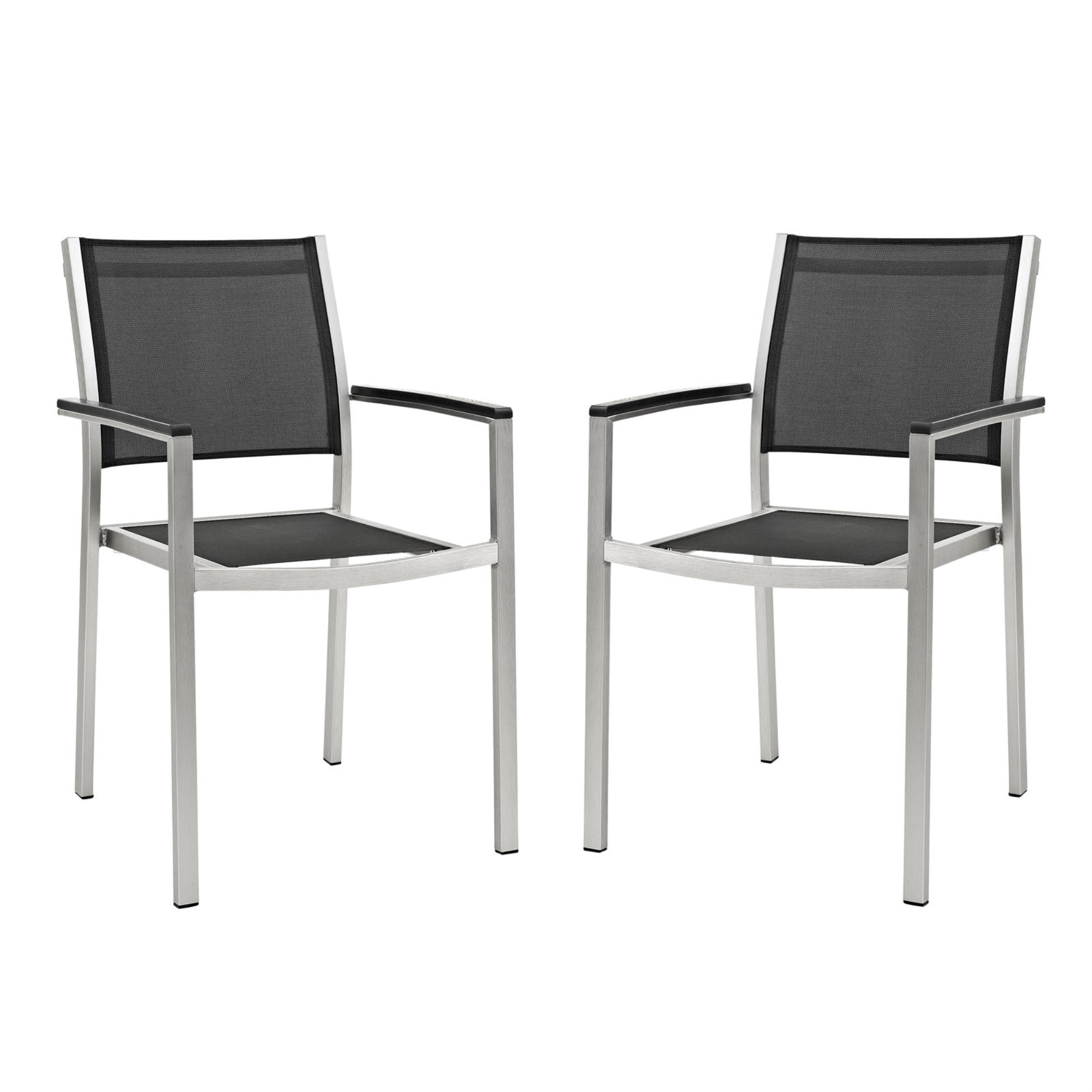Shore Outdoor Patio Dining Arm Chair Set Of 2 - Sturdy Aluminum Frame, Breathable Mesh, Easy Assembly - Enhance Your Outdoor Relaxation Experience