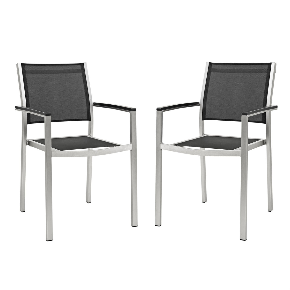 Shore Outdoor Patio Dining Arm Chair Set Of 2 - Sturdy Aluminum Frame, Breathable Mesh, Easy Assembly - Enhance Your Outdoor Relaxation Experience