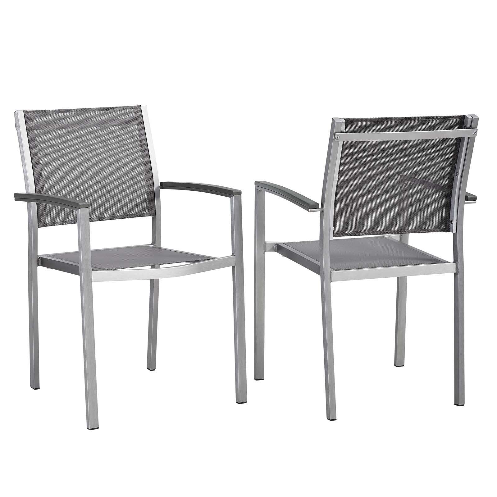 Shore Dining Chair Outdoor Patio Aluminum Set Of 2 - Silver Gray