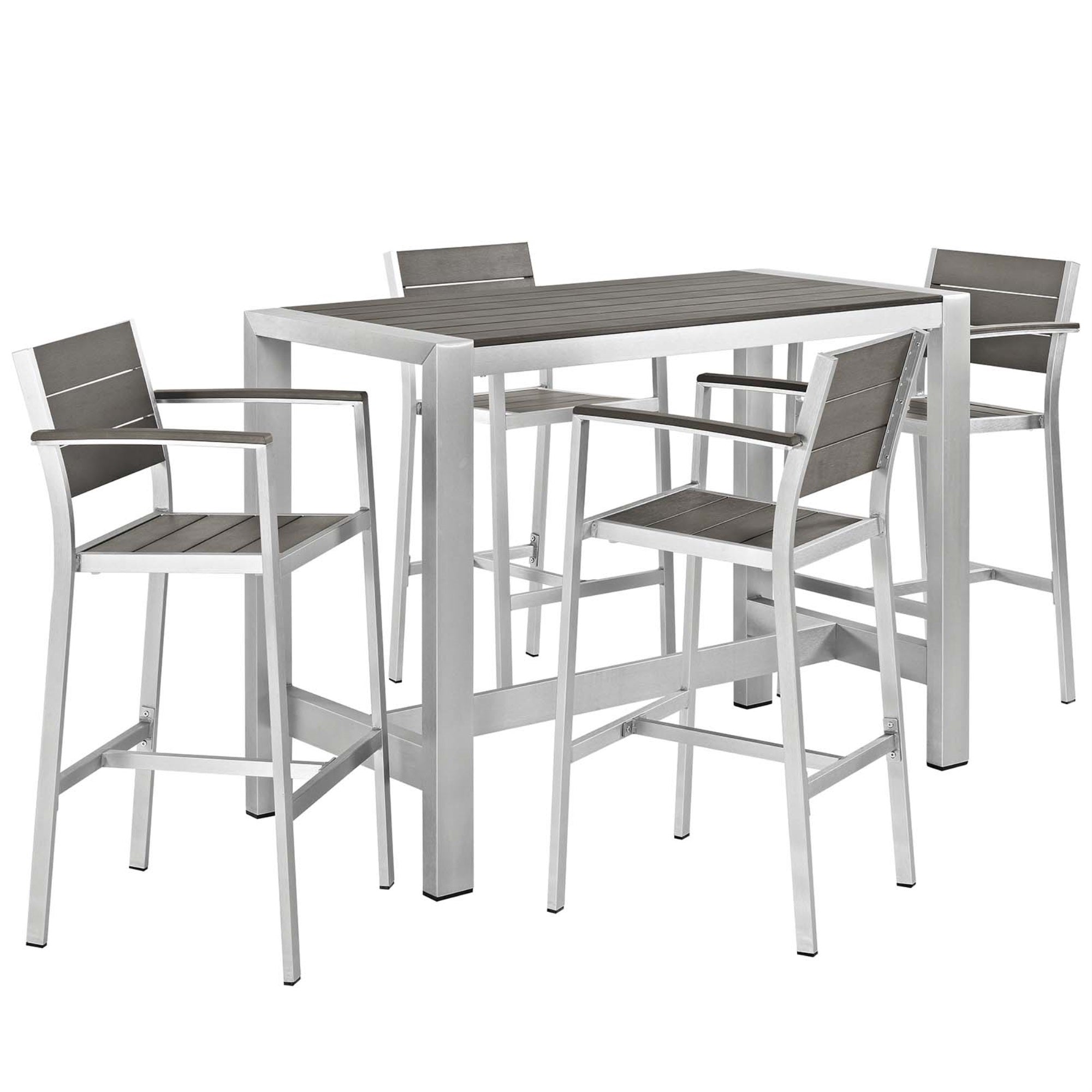 Shore Outdoor Patio Dining Furniture Set - Sturdy Aluminum Frame, Minimalist Design, 5 Piece Set