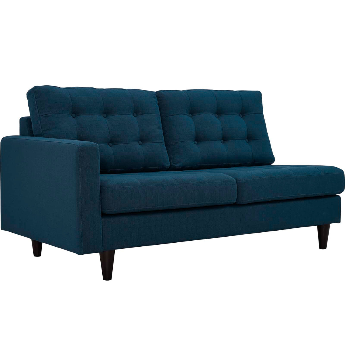 Empress Left-Facing Upholstered Fabric Loveseat - Azure