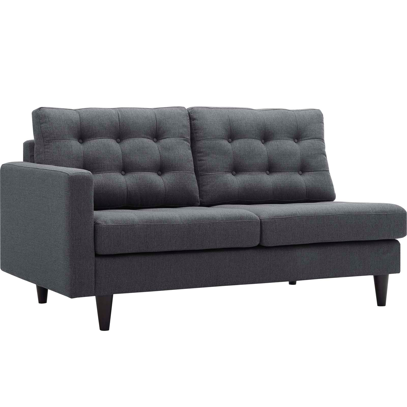 Empress Left-Facing Upholstered Fabric Loveseat - Gray