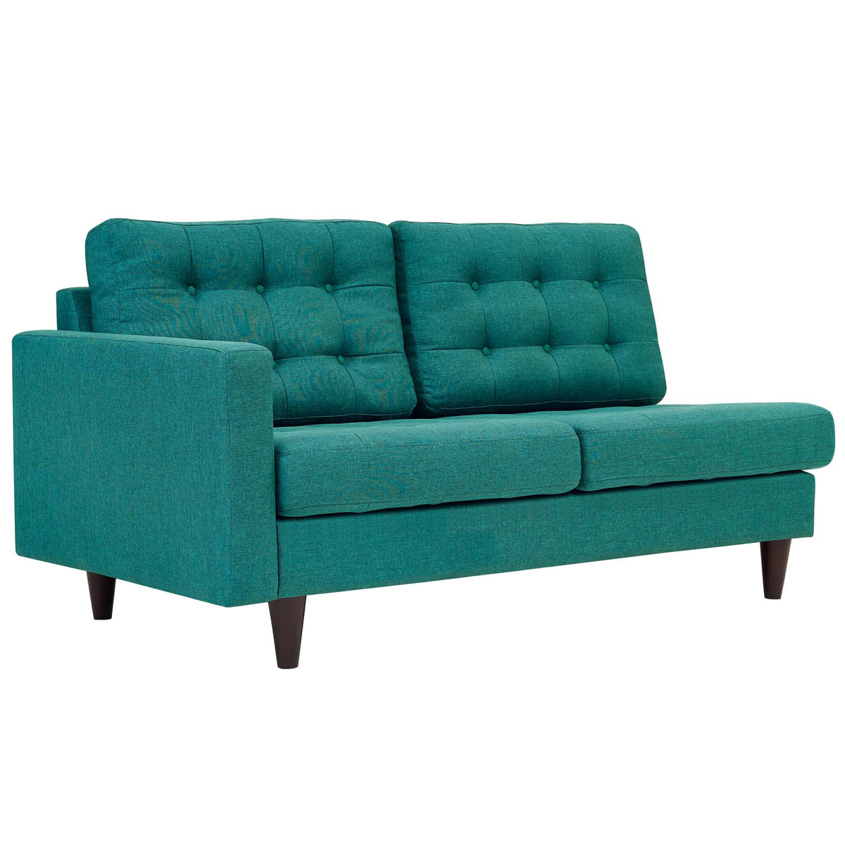 Empress Left-Facing Upholstered Fabric Loveseat - Teal