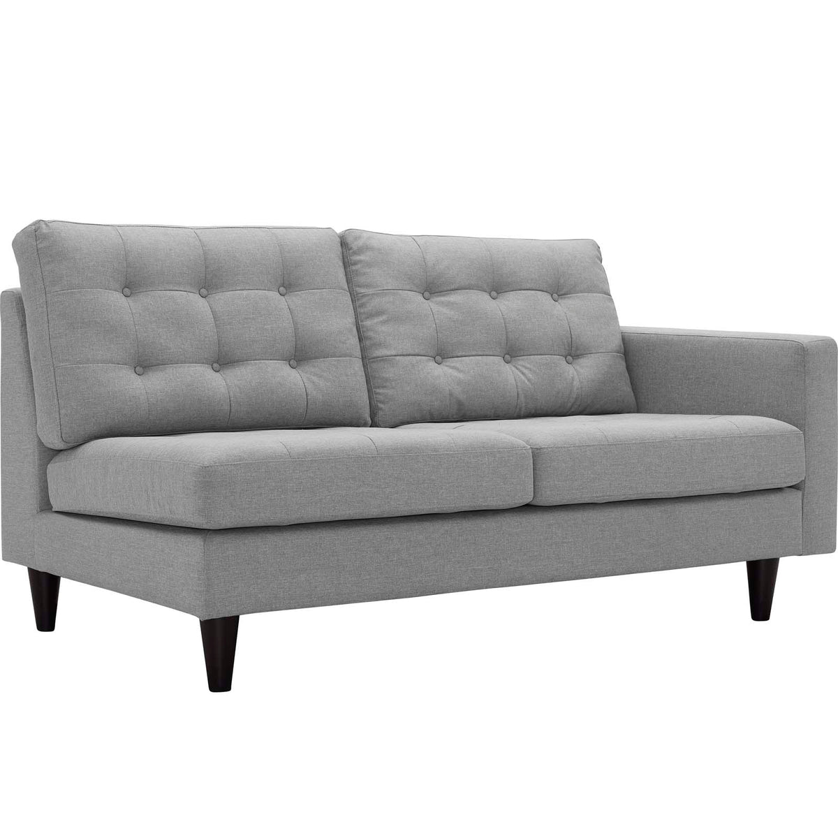 Empress Right-Facing Upholstered Fabric Loveseat - Light Gray