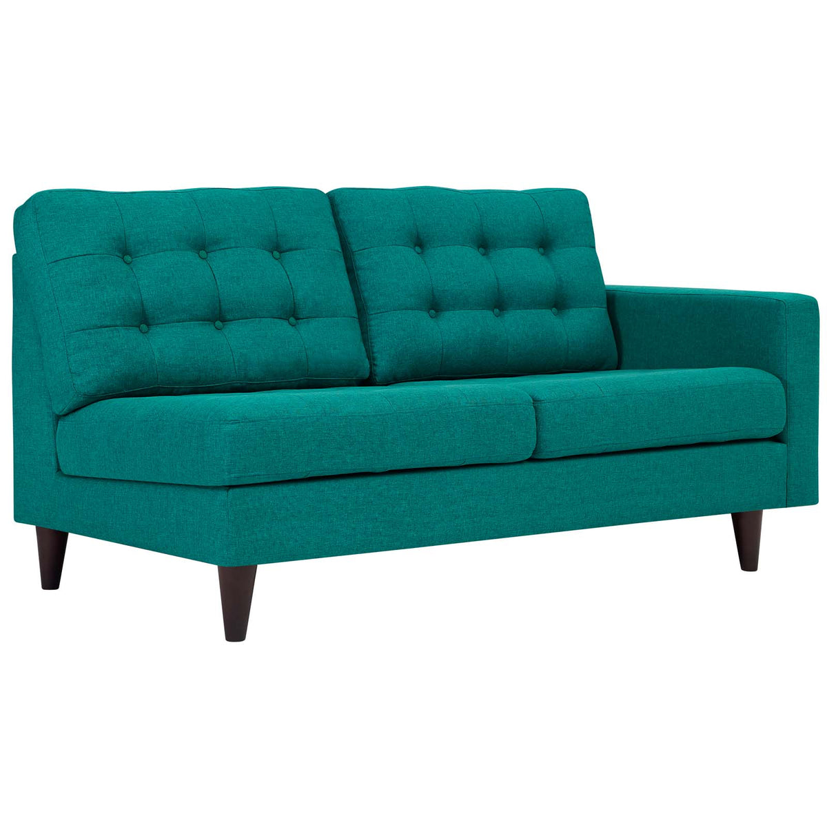 Empress Right-Facing Upholstered Fabric Loveseat - Teal