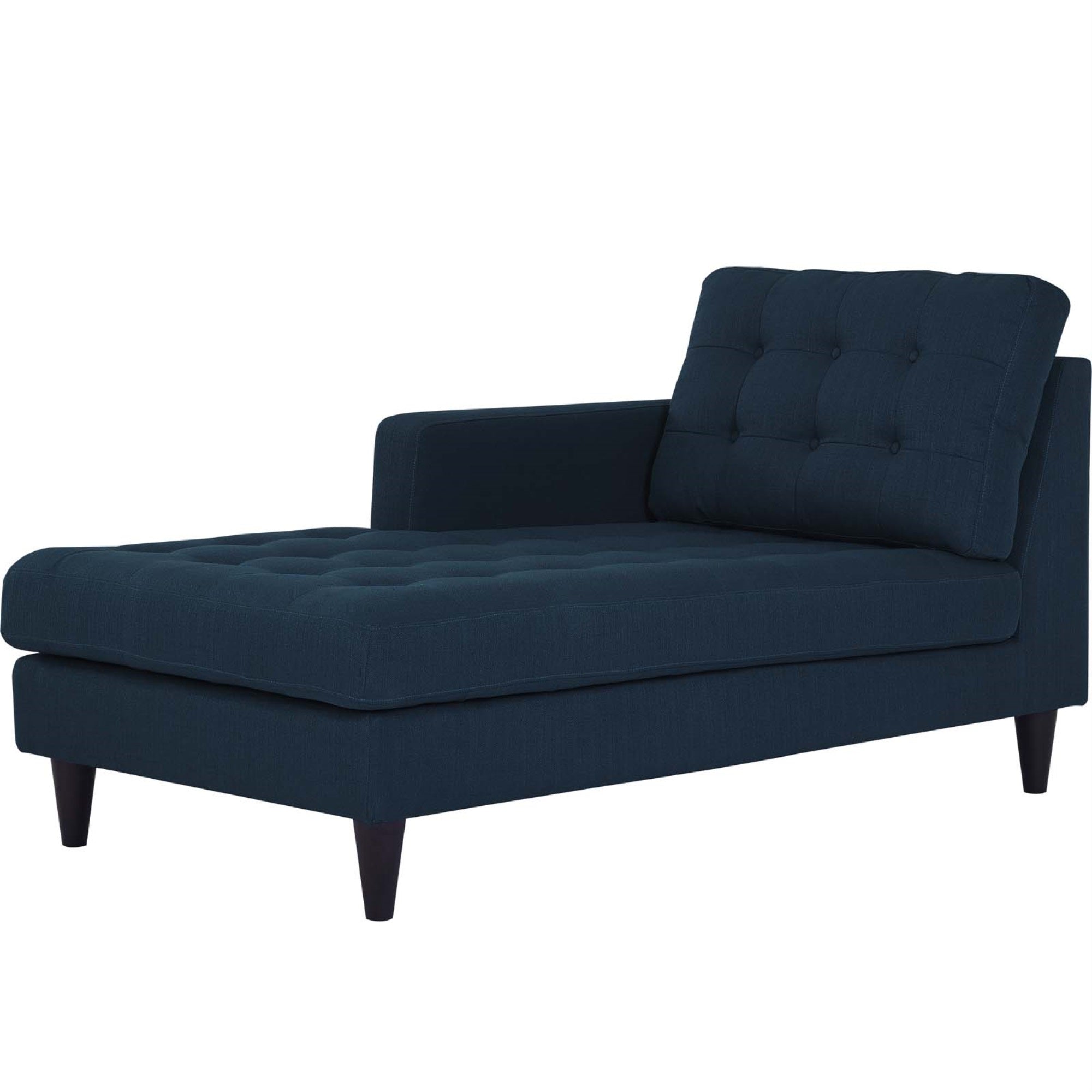 Empress Left-Arm Chaise - Exquisite Design, Tufted Buttons, Luxurious Cushions, Elegant Armrests, Solid Wood Legs, High-Quality Fabric Upholstery.