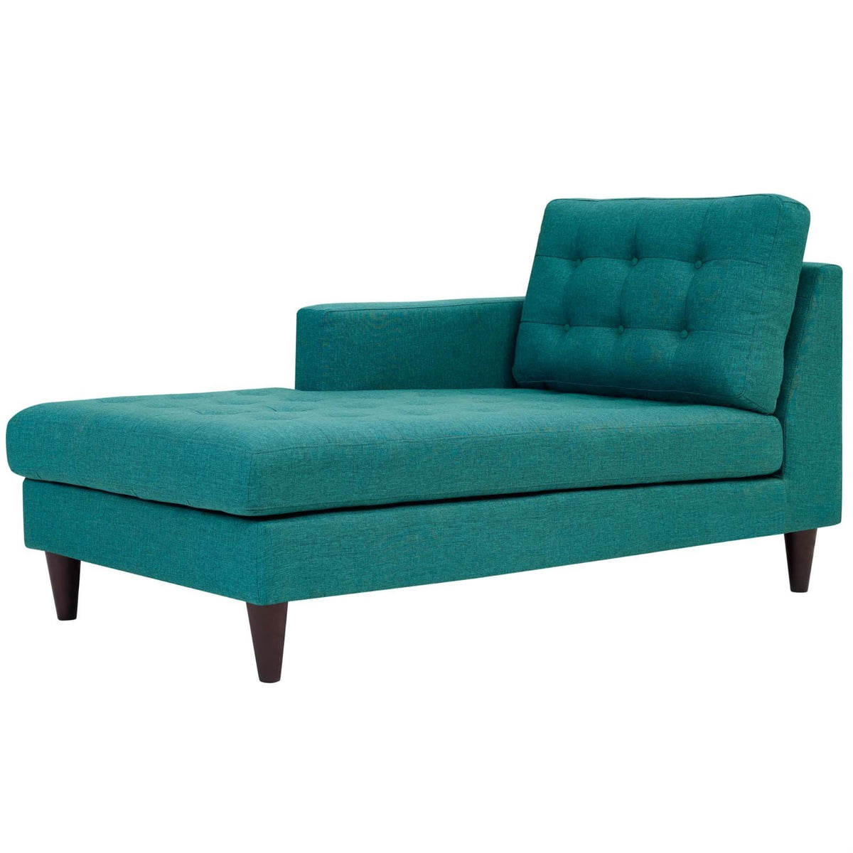 Casafoyer Empress Mid-Century Modern Upholstered Fabric Left-Arm Chaise Lounge In Teal