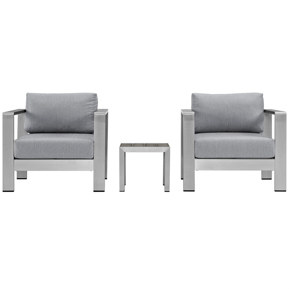 Casafoyer Shore 3-Piece Aluminum Outdoor Patio Furniture Set In Silver Gray
