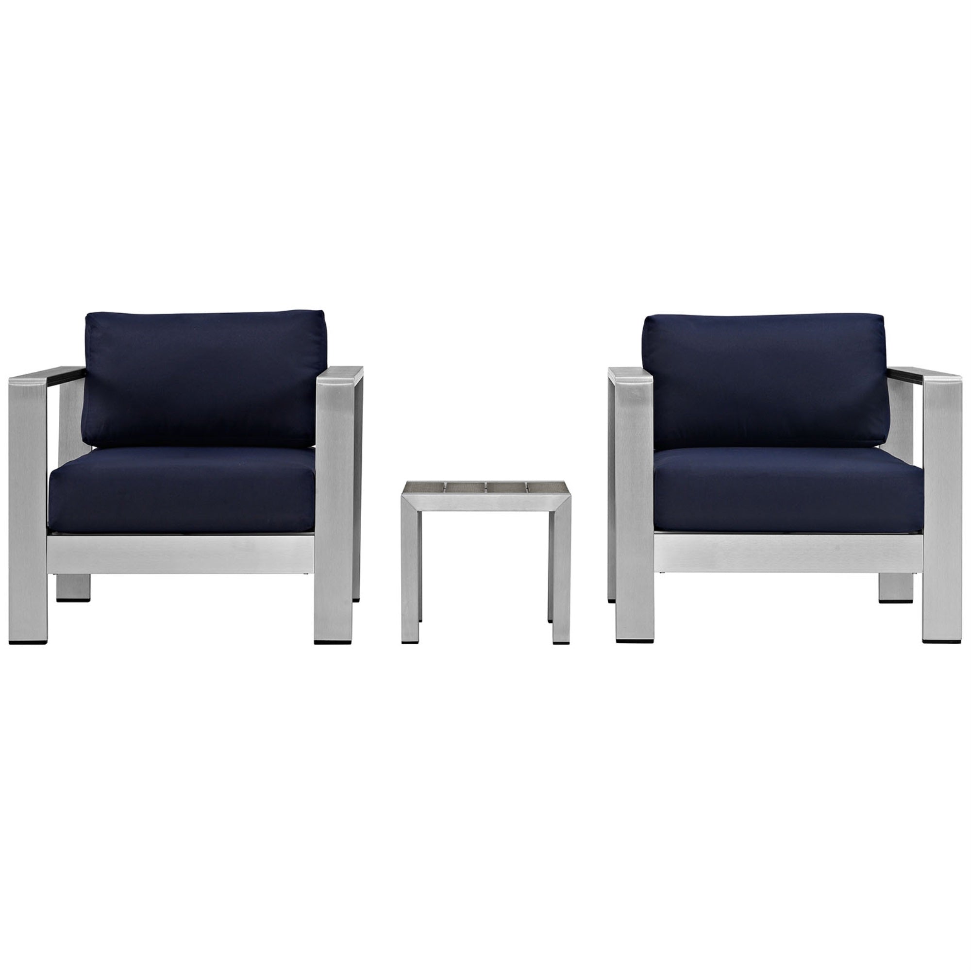 Shore Outdoor Patio Collection - Durable & Stylish Aluminum Furniture Set With Sectional Sofa, Side Table, And Armchairs
