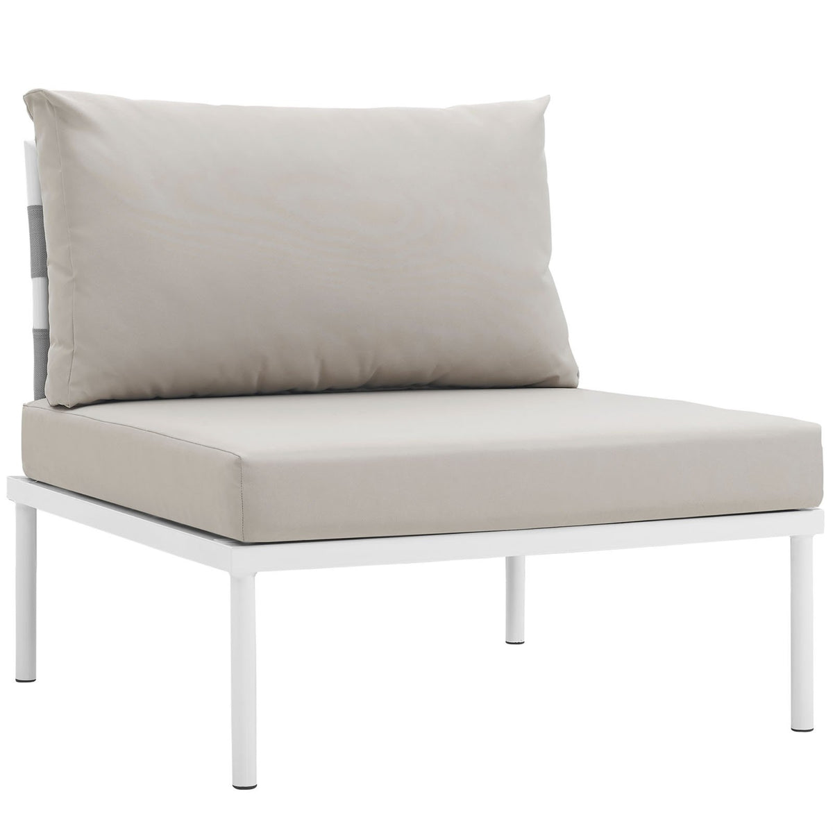 Casafoyer Eei-2600-Whi-Bei Harmony Outdoor Patio Aluminum, Armless Chair, White Beige