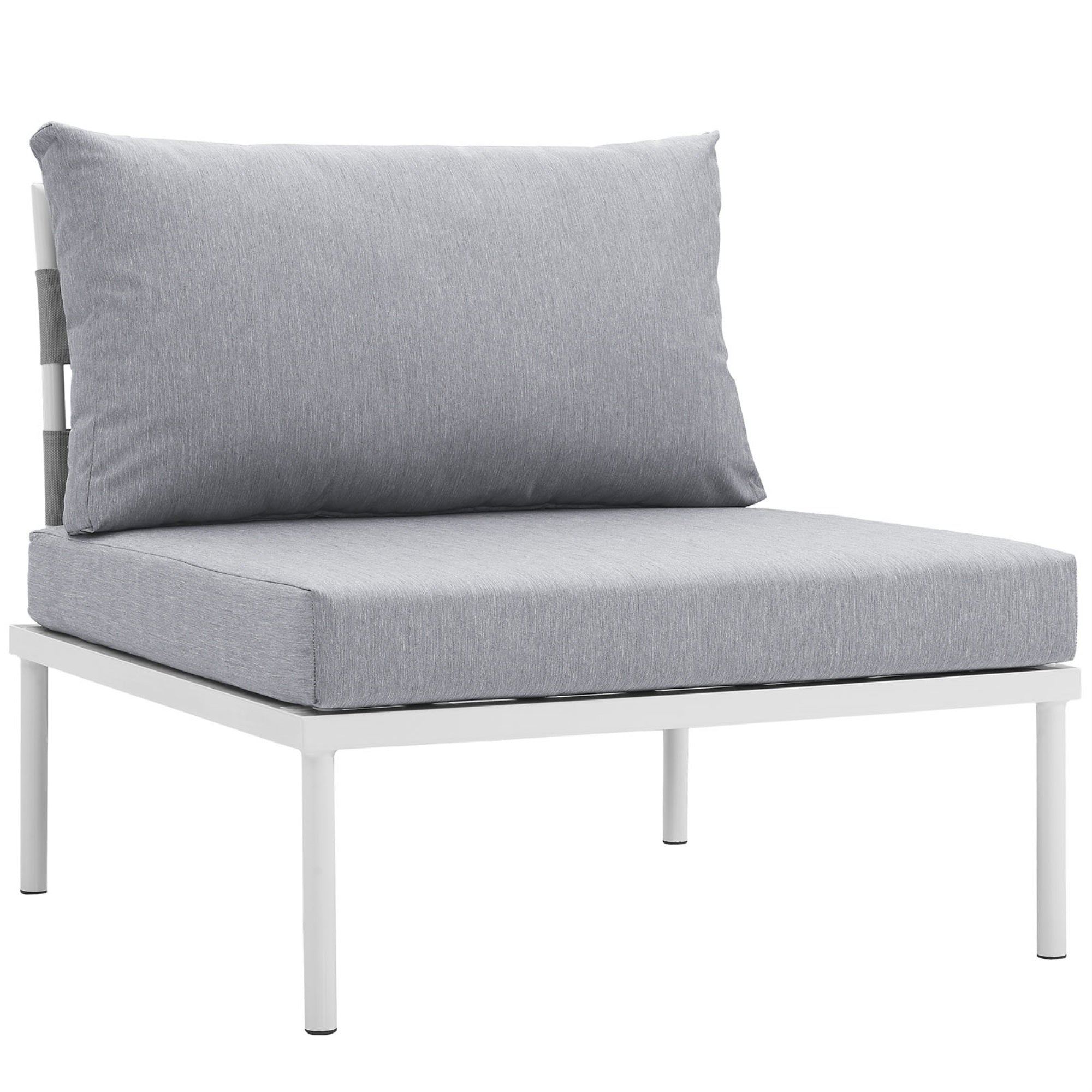 Harmony Outdoor Patio Armless Sofa Chair - All-Weather Waterproof Materials - Modern Design - Perfect For Porch, Patio, Balcony, Garden - White Gray