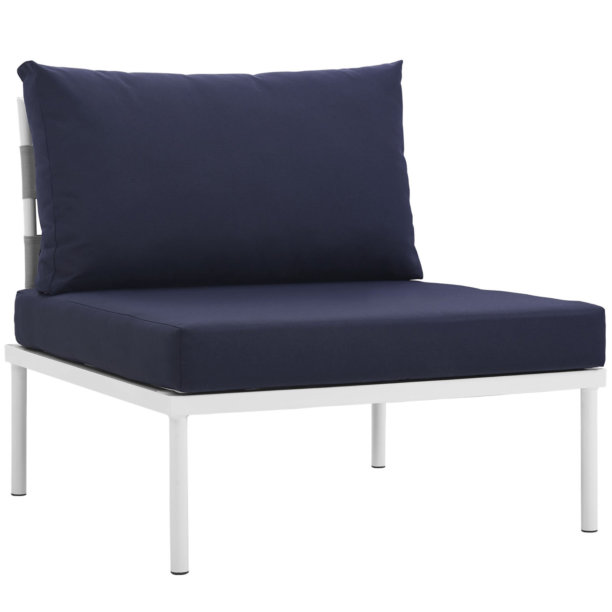 Harmony Outdoor Patio Armless Sofa Chair - Comfortable And Stylish Furniture For Porch, Patio, Balcony, Or Garden. All-Weather Resistant With Silk Polyester Seat Back Weave. Flexible Arrangement Options. Includes One Armless Chair.