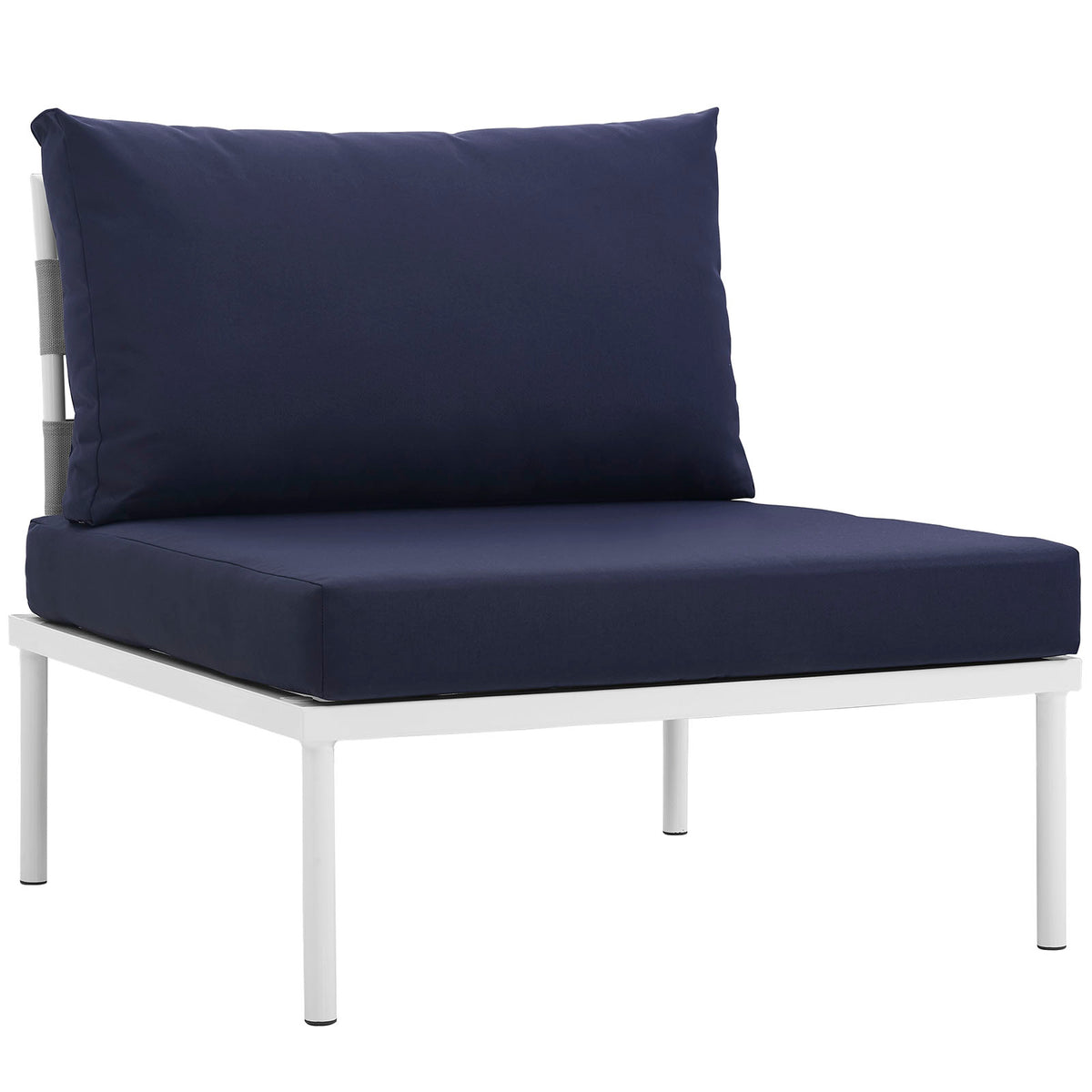 Harmony Armless Outdoor Patio Aluminum Chair - White Navy