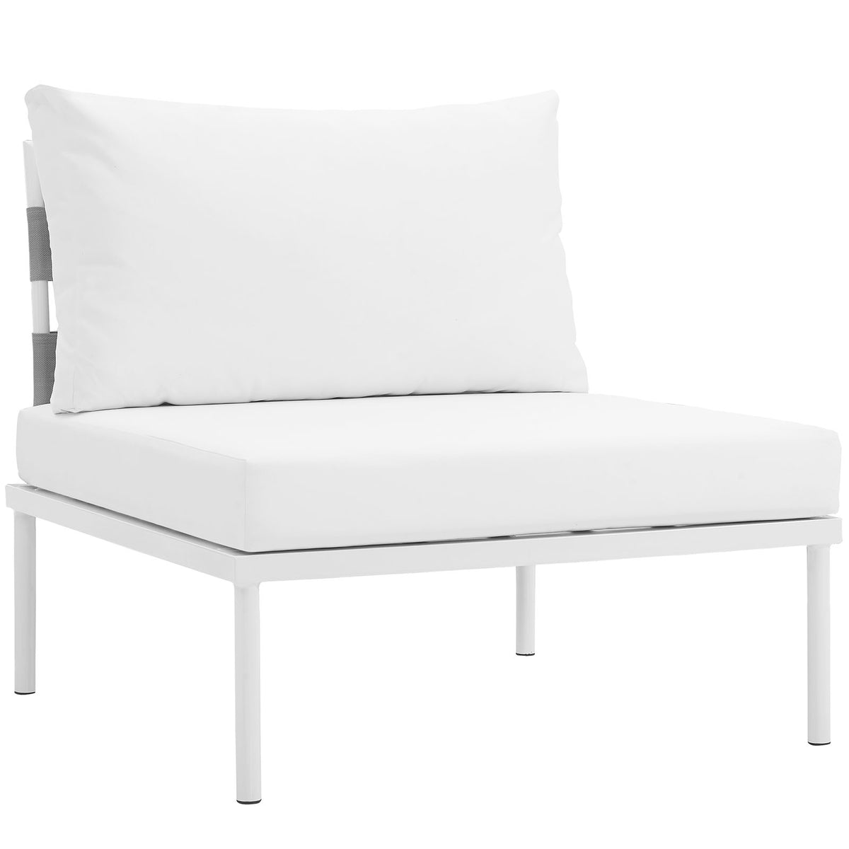 Harmony Armless Outdoor Patio Aluminum Chair - White White