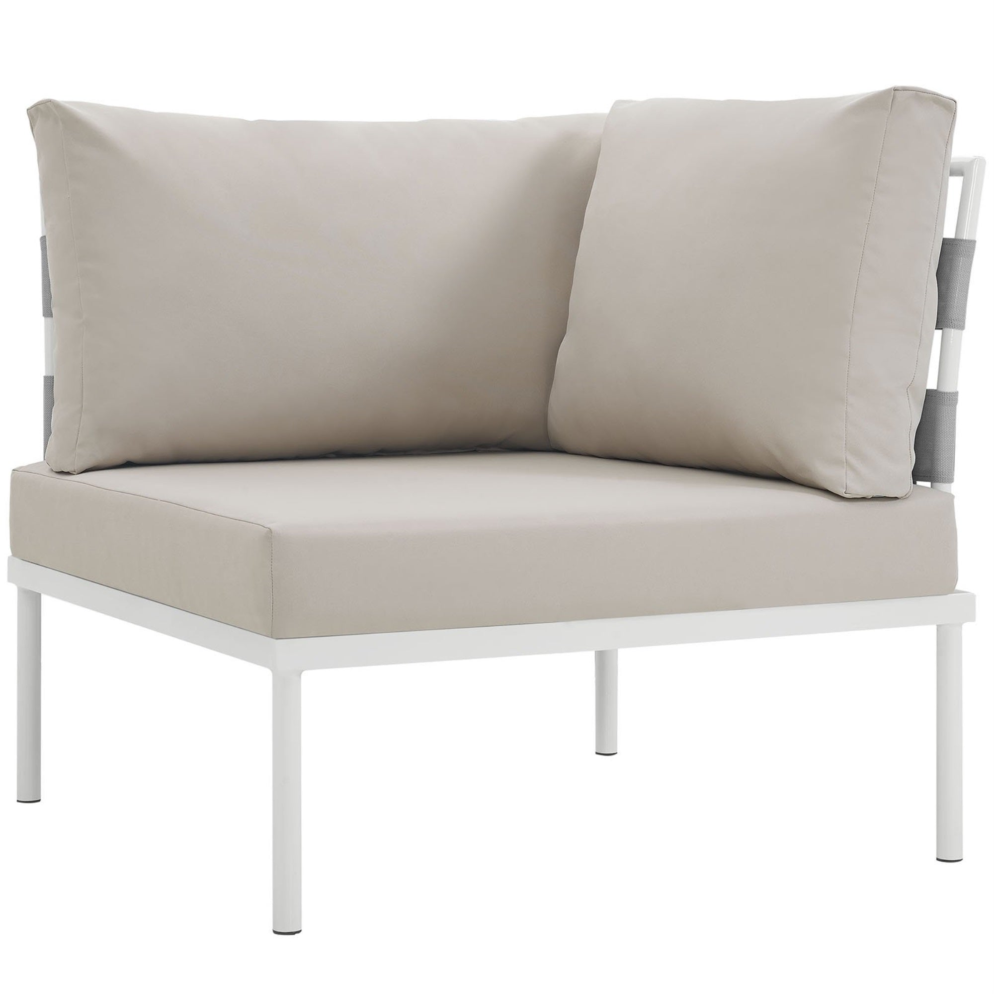 Casafoyer Harmony Outdoor Patio Aluminum, Corner Sofa, White Gray