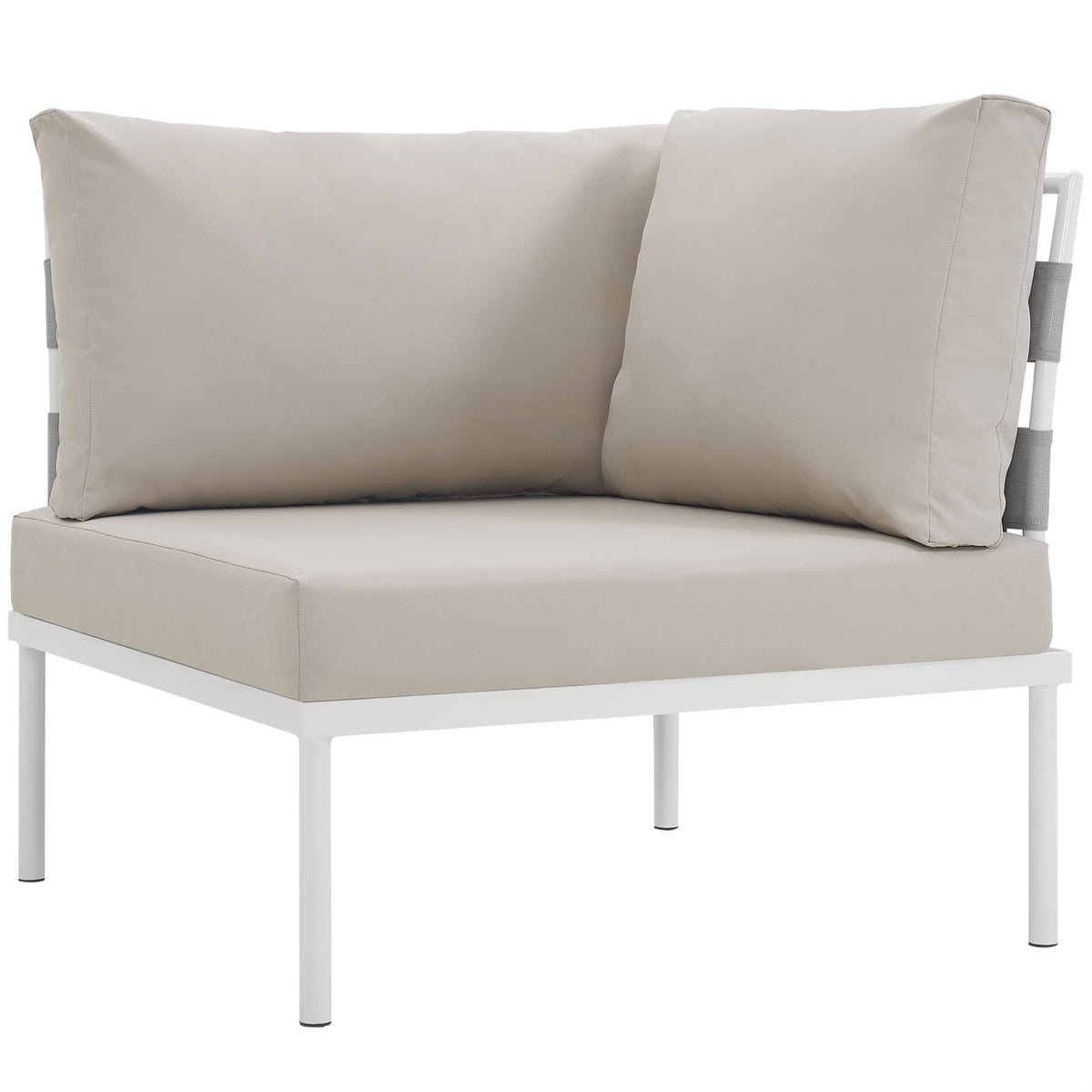 Casafoyer Harmony Outdoor Patio Aluminum, Corner Sofa, White Gray