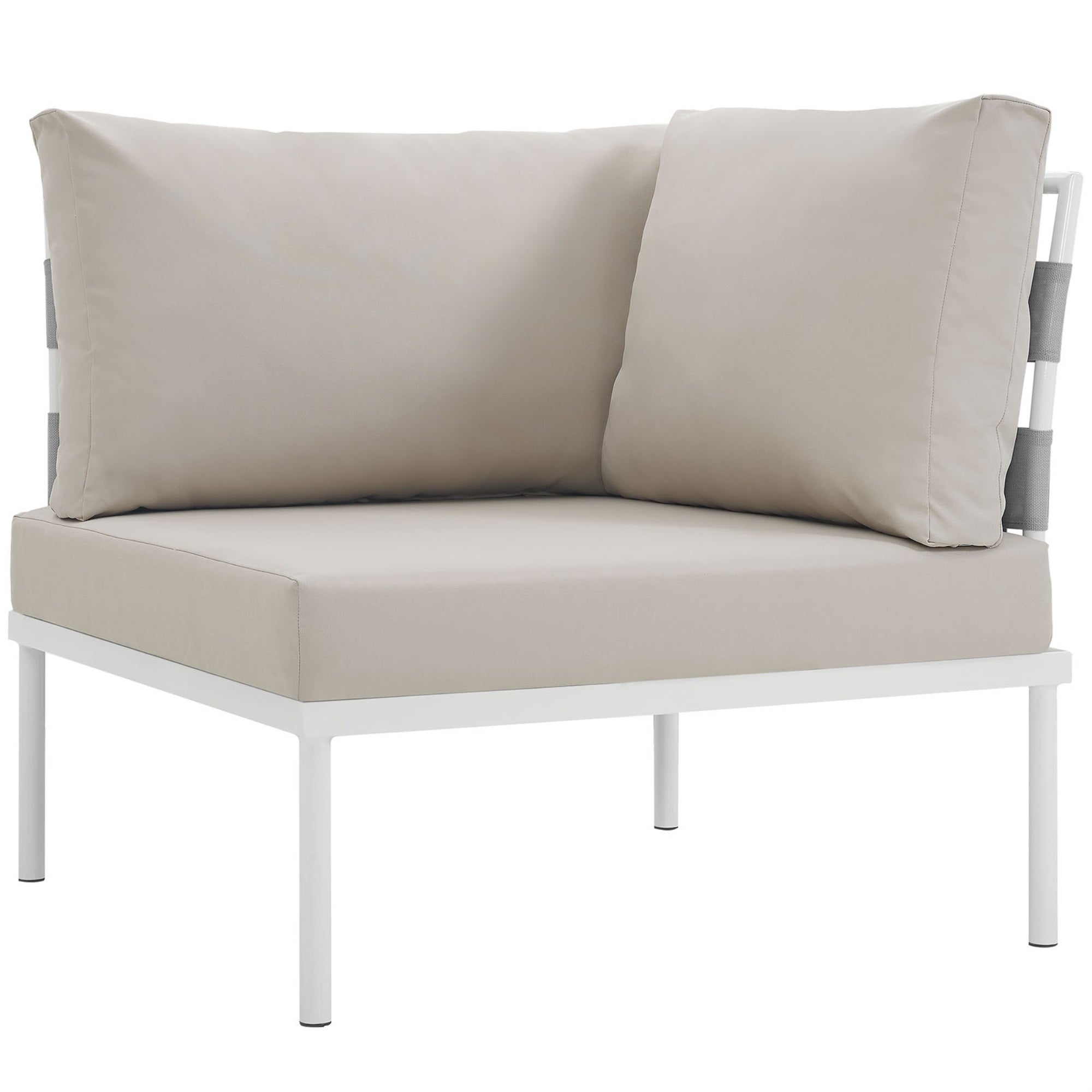 Harmony Outdoor Patio Corner Sofa - All-Weather Waterproof, Modern Design, Flexible Arrangement, Durable & Comfortable - White Beige