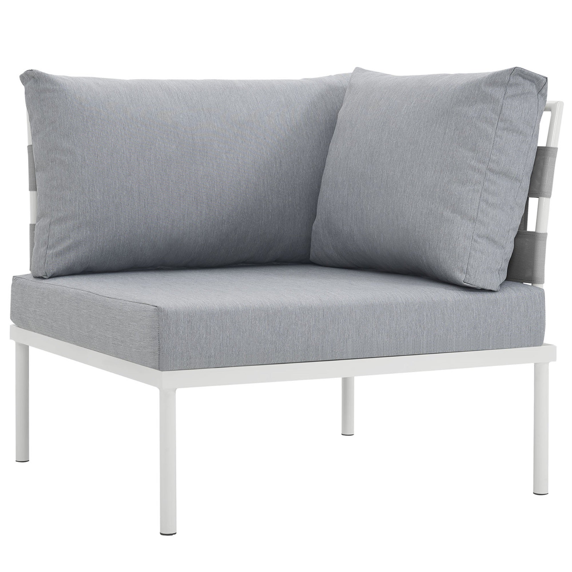 Harmony Outdoor Patio Corner Sofa - All-Weather Waterproof, Modern Design, Flexible Arrangement, Durable & Stylish Seating - White Gray