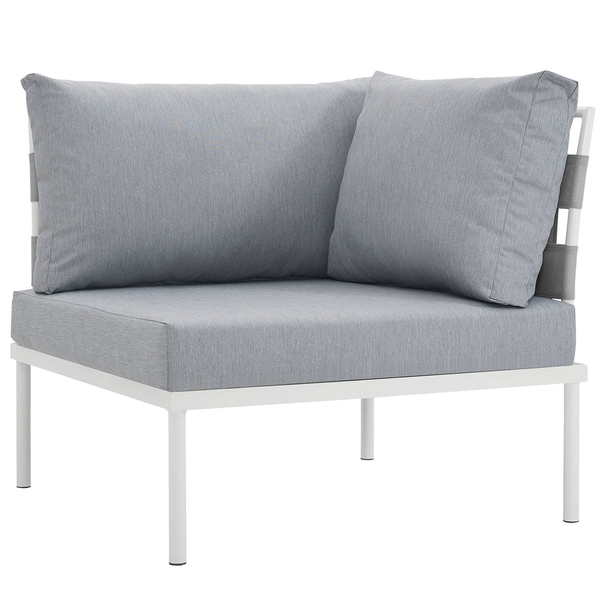 Harmony Outdoor Patio Aluminum Corner Sofa - White Gray