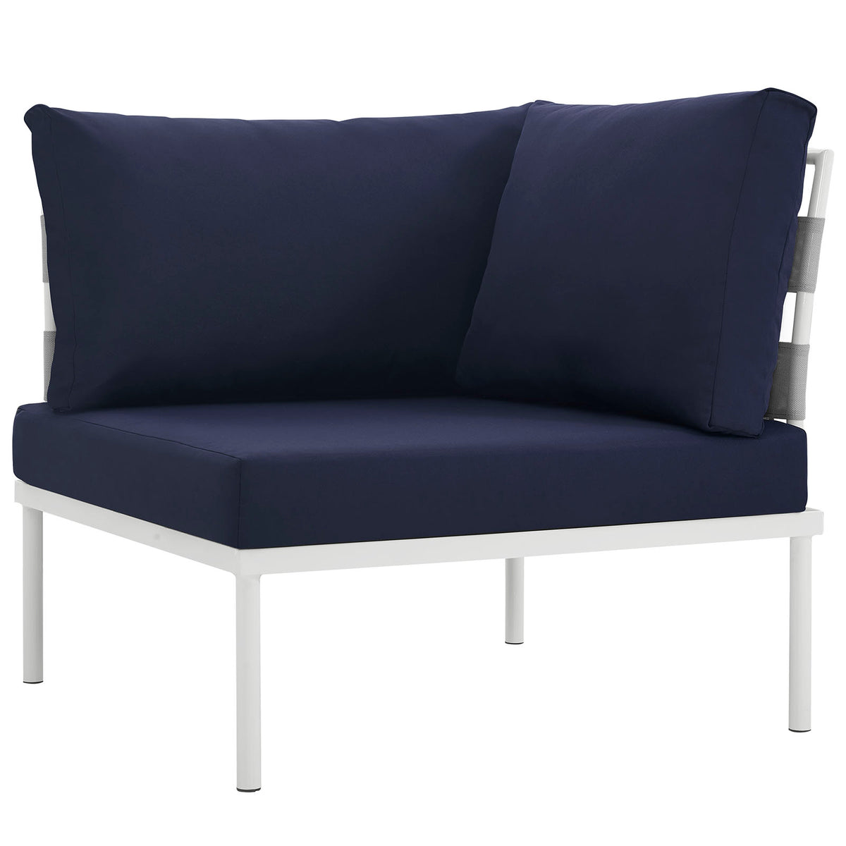 Harmony Outdoor Patio Aluminum Corner Sofa - White Navy