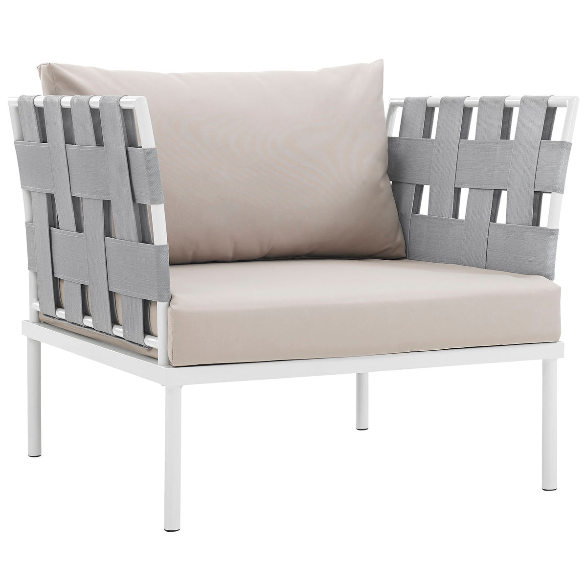 Harmony Outdoor Patio Aluminum Armchair - White Beige