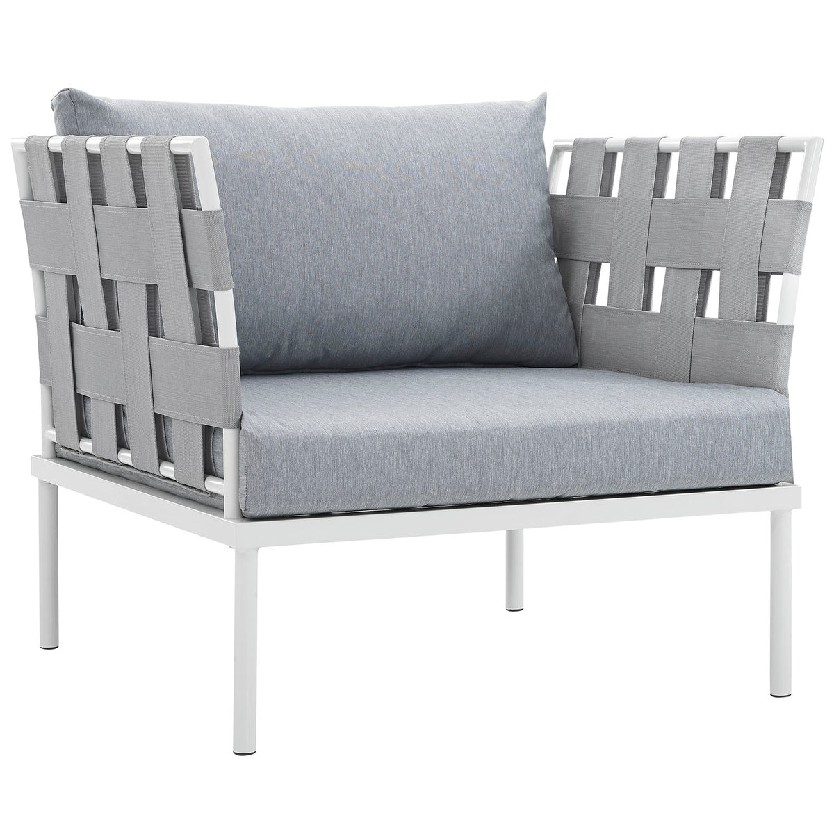 Harmony Outdoor Patio Aluminum Armchair - White Gray